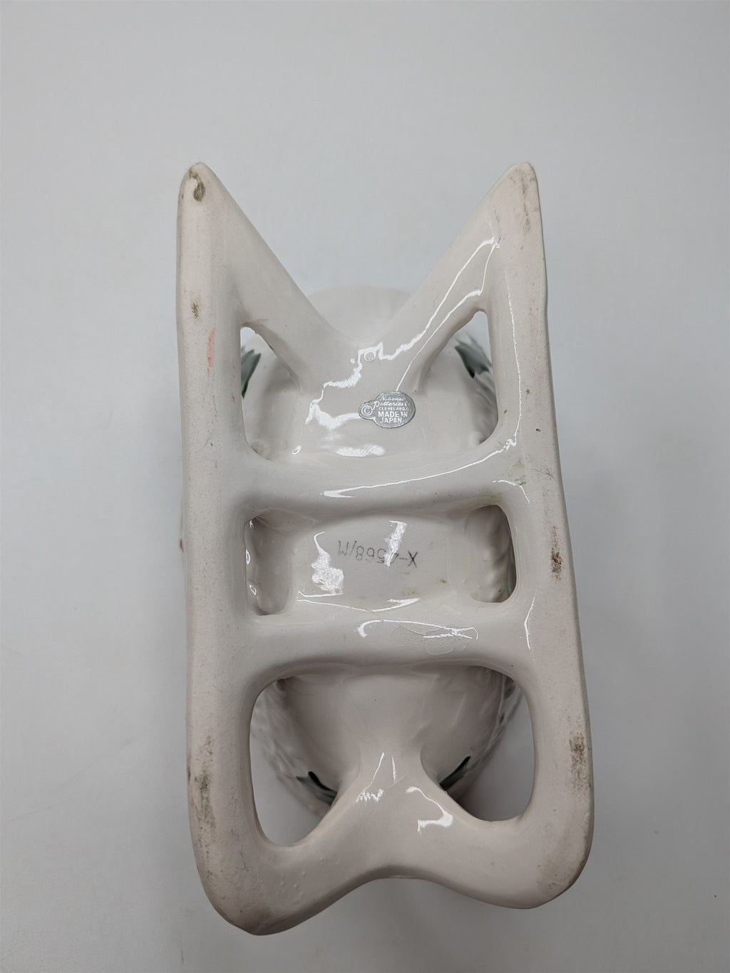 Vintage Napco Ceramics Japan White Christmas Sleigh Candy Dish Holly & Berries