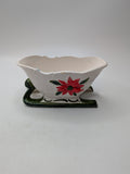 Vintage Napcoware Christmas Sleigh X-8404 Poinsettia Planter Candy Dish 1950s