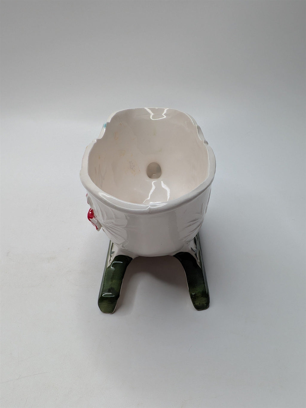 Vintage Napcoware Christmas Sleigh X-8404 Poinsettia Planter Candy Dish 1950s