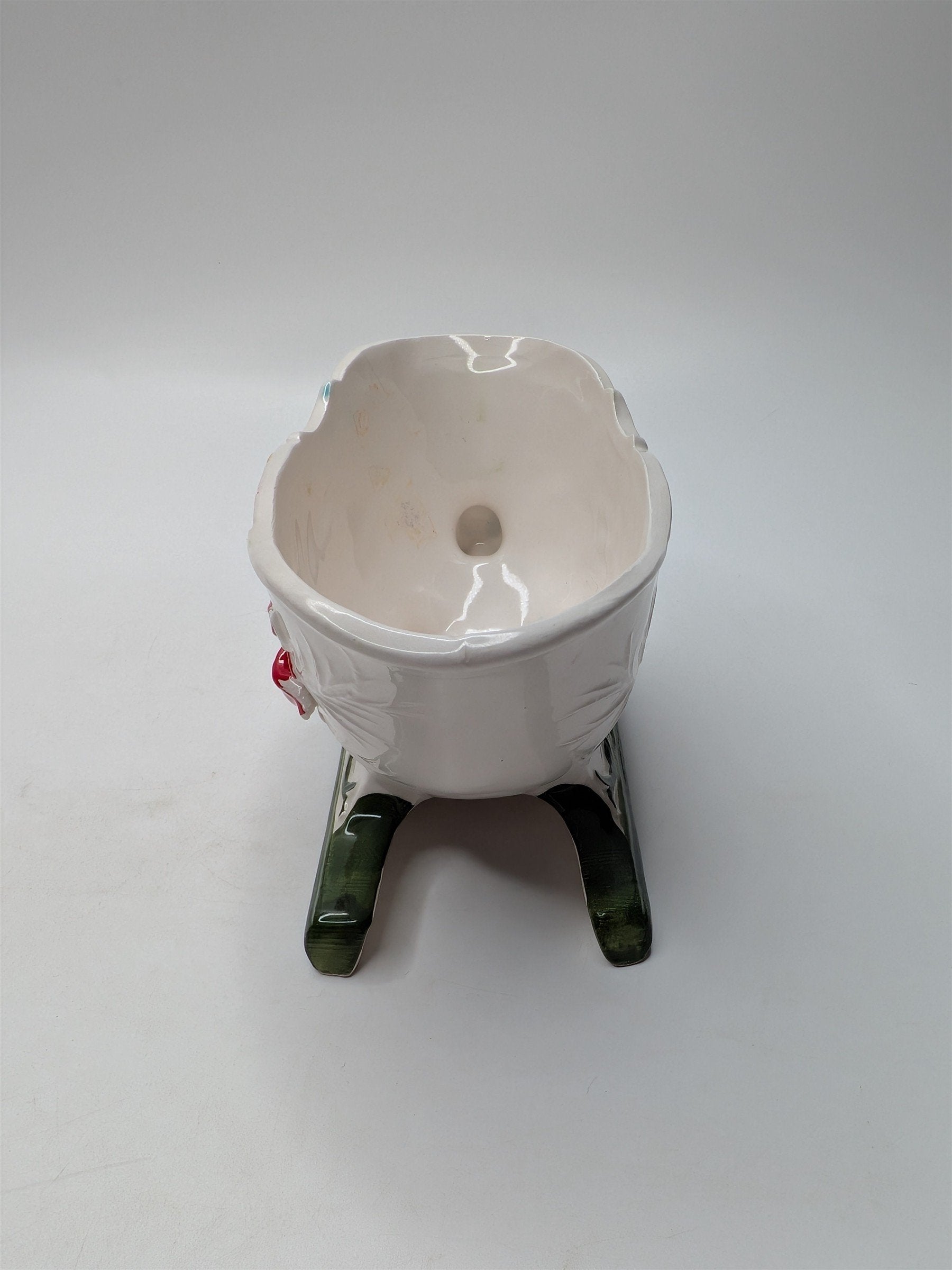 Vintage Napcoware Christmas Sleigh X-8404 Poinsettia Planter Candy Dish 1950s