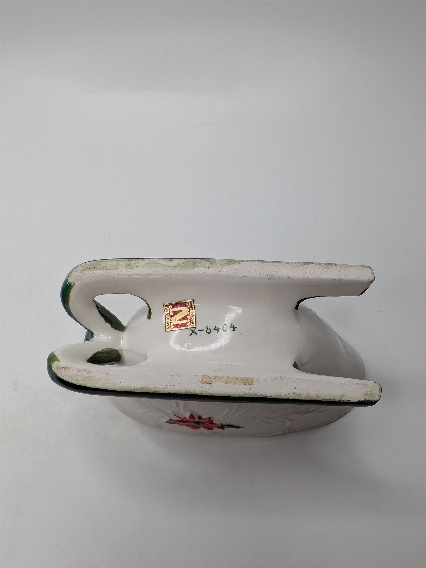 Vintage Napcoware Christmas Sleigh X-8404 Poinsettia Planter Candy Dish 1950s