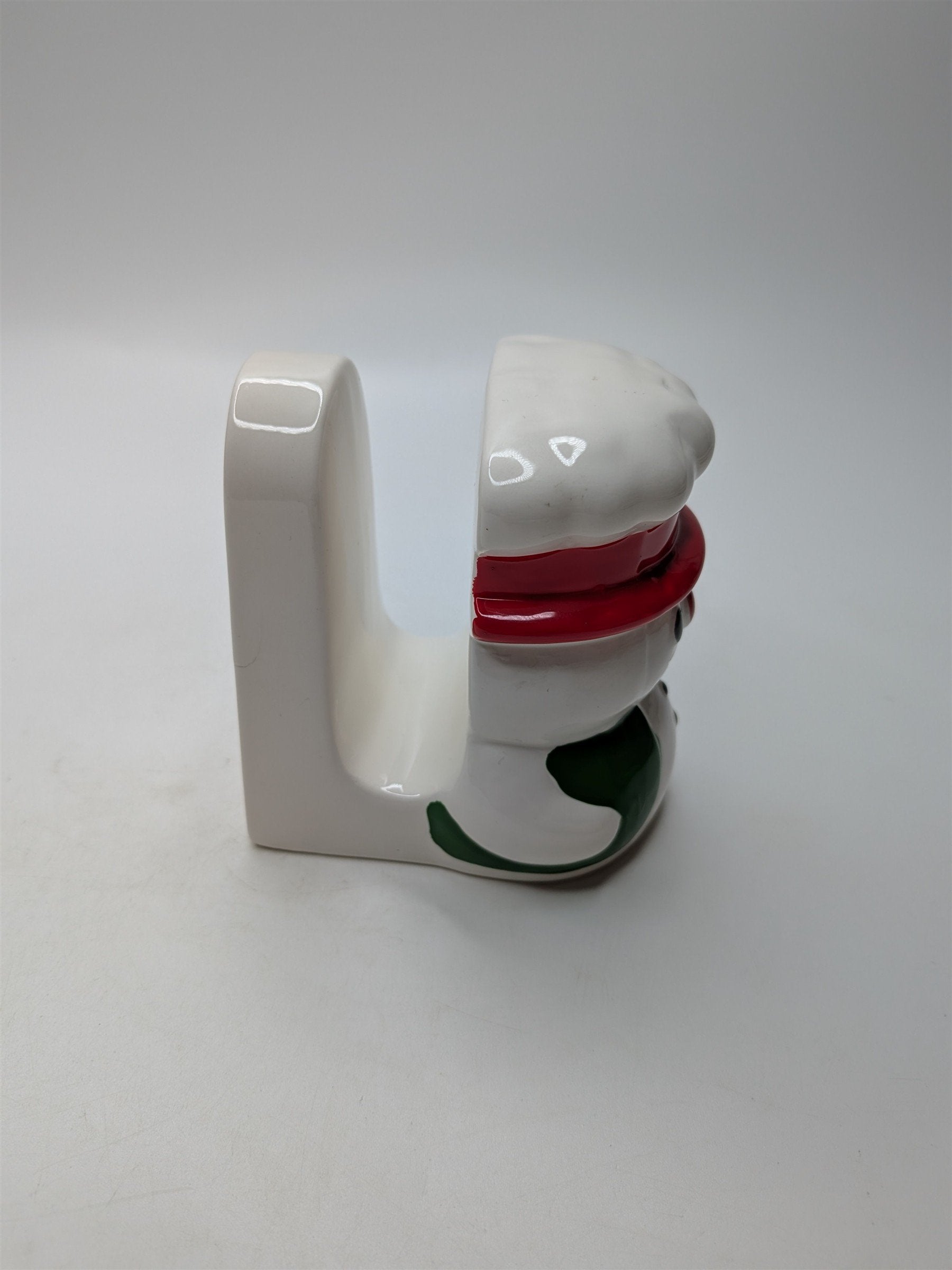 Vintage Lefton Japan Christmas Snowman Napkin Letter Holder Nostalgic Xmas Decor