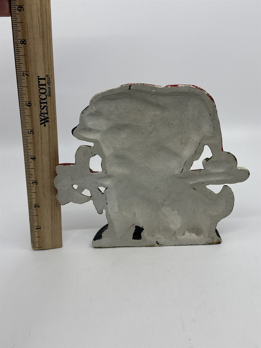 Vintage Cast Iron Christmas Puppy With Candy Cane Door Stop