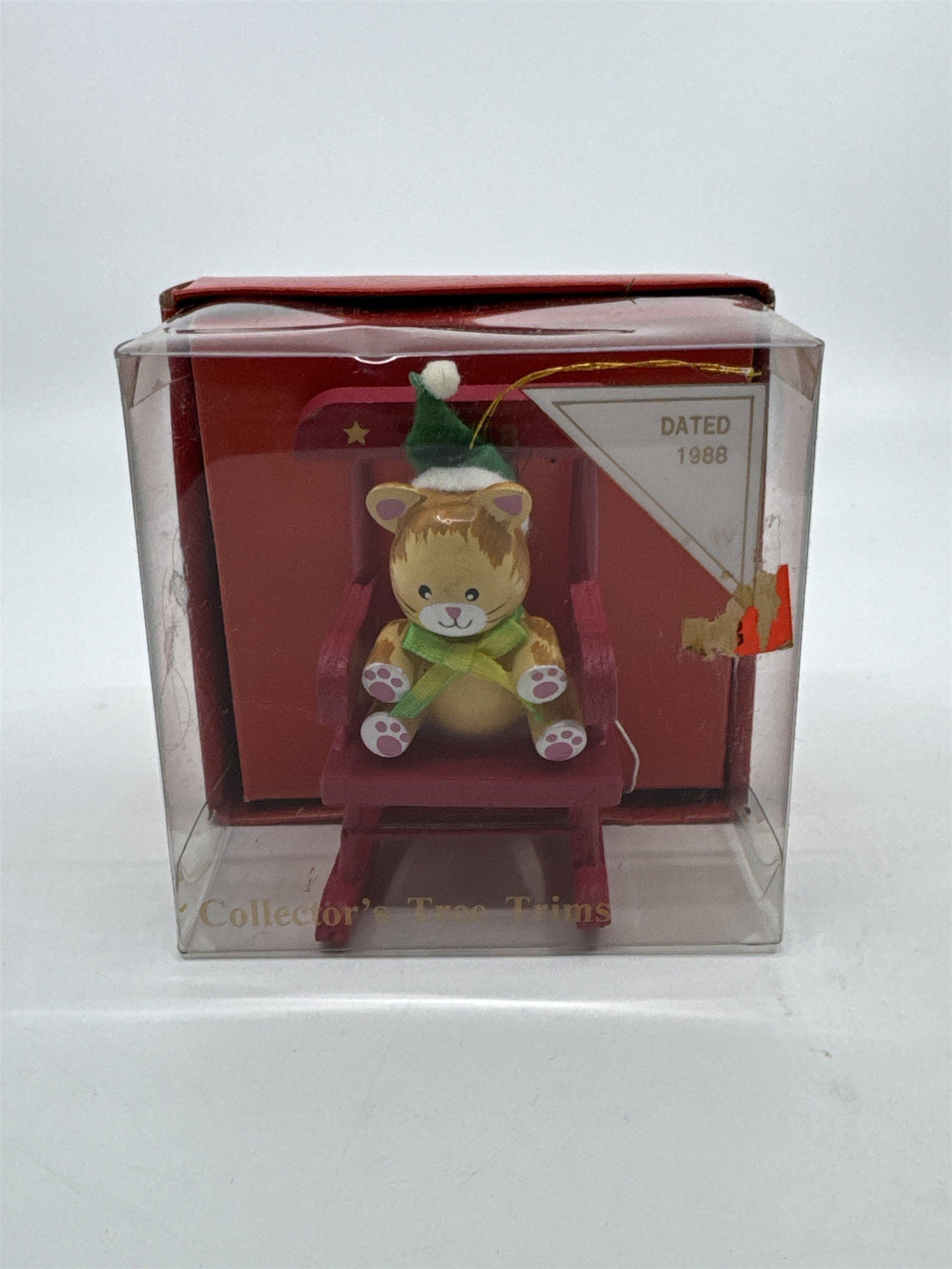 Vintage Wooden Orange Cat On Red Rocking Chair Ornament Gibson Greetings Inc.