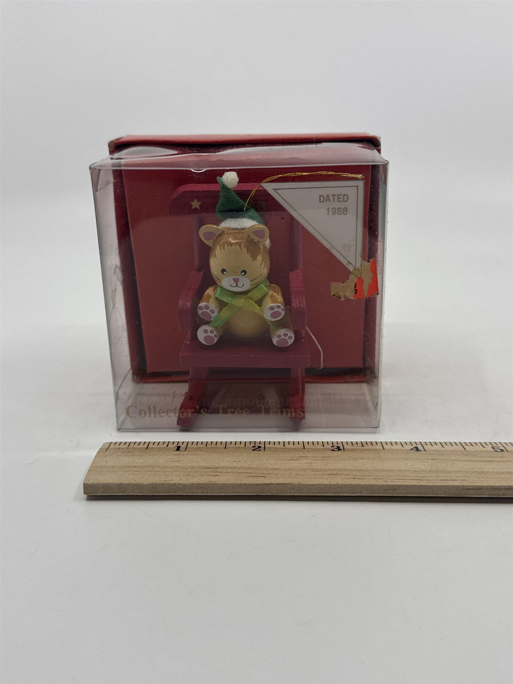 Vintage Wooden Orange Cat On Red Rocking Chair Ornament Gibson Greetings Inc.