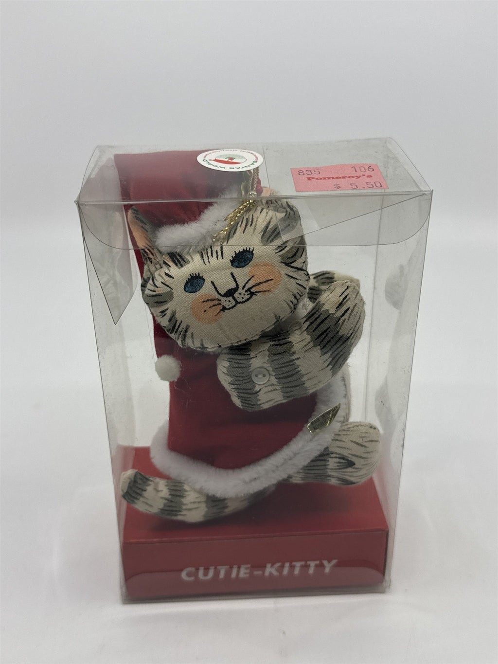 Vintage Cutie Kitty Santa's World Kurt S Adler Inc. Grey Cat Christmas Ornament