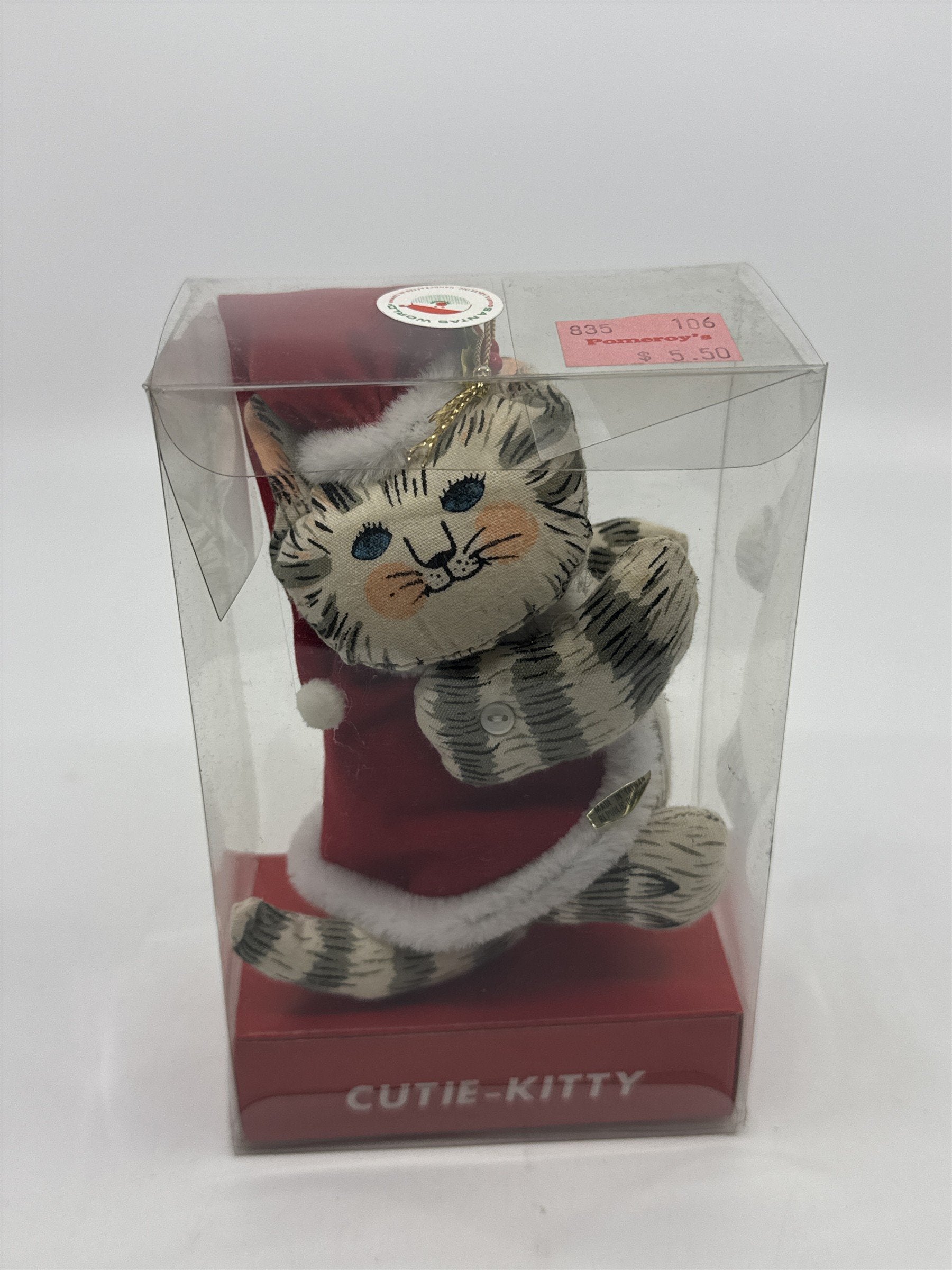 Vintage Cutie Kitty Santa's World Kurt S Adler Inc. Grey Cat Christmas Ornament