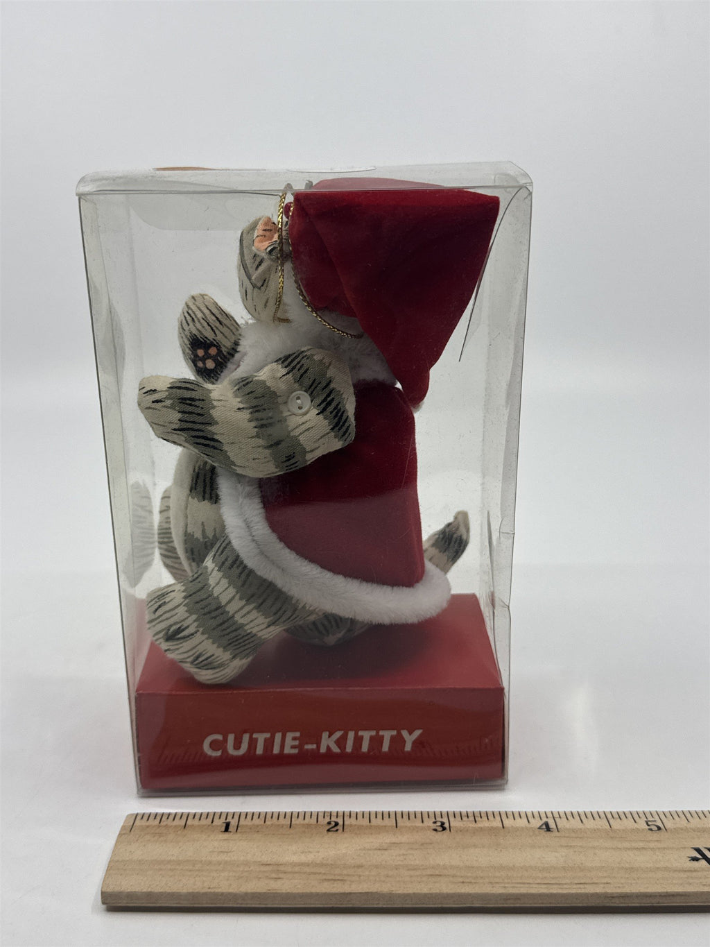 Vintage Cutie Kitty Santa's World Kurt S Adler Inc. Grey Cat Christmas Ornament