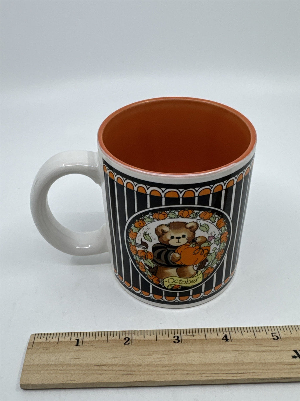 Vintage Enesco October Halloween Bear Coffee Mug Lucy Rigg 1985