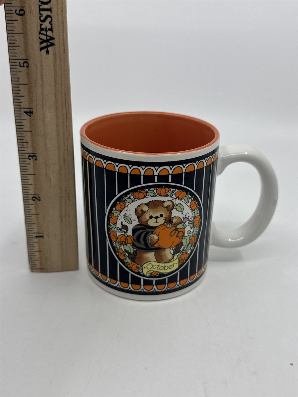 Vintage Enesco October Halloween Bear Coffee Mug Lucy Rigg 1985