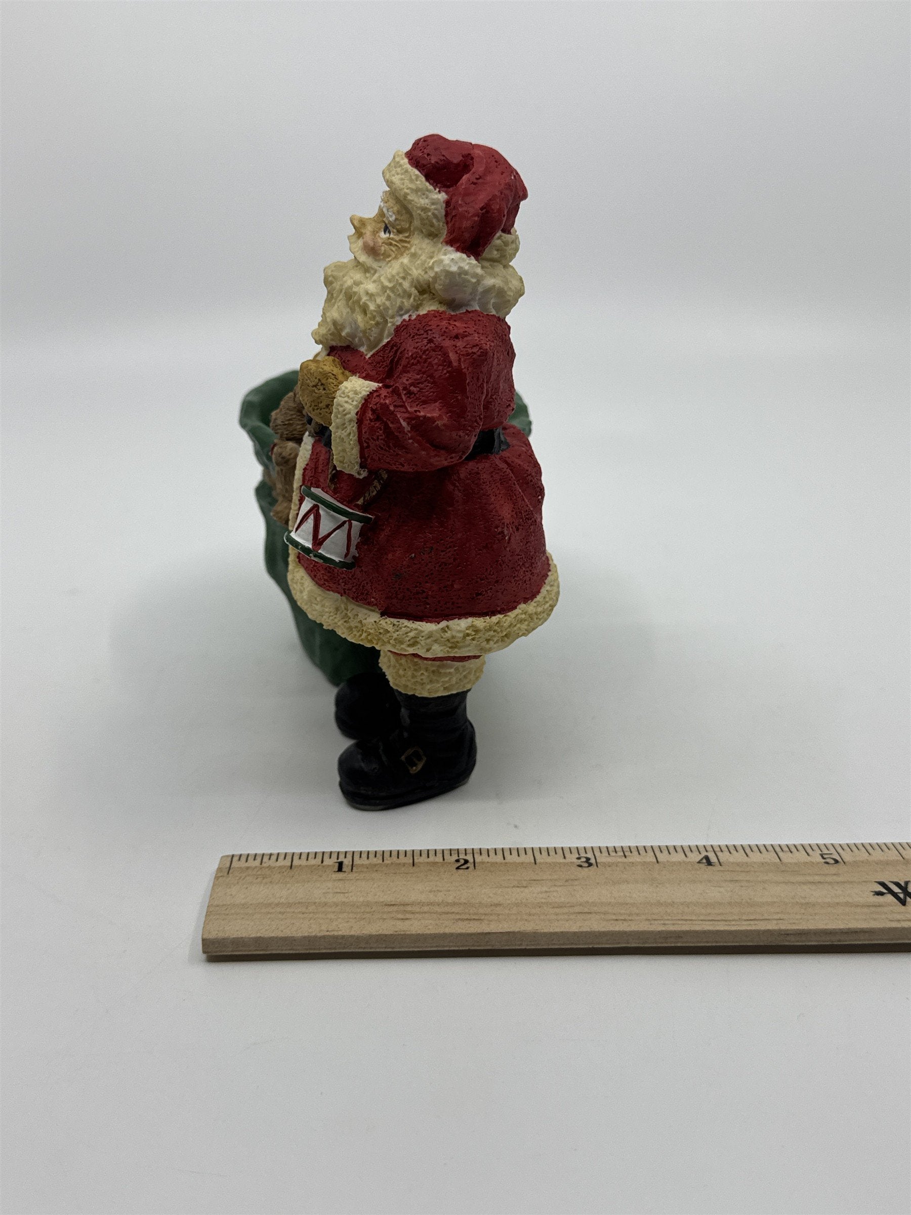 Vintage Bloom Rite Santa Clause Figure W/ Green Gift Sack Votive Christmas Decor