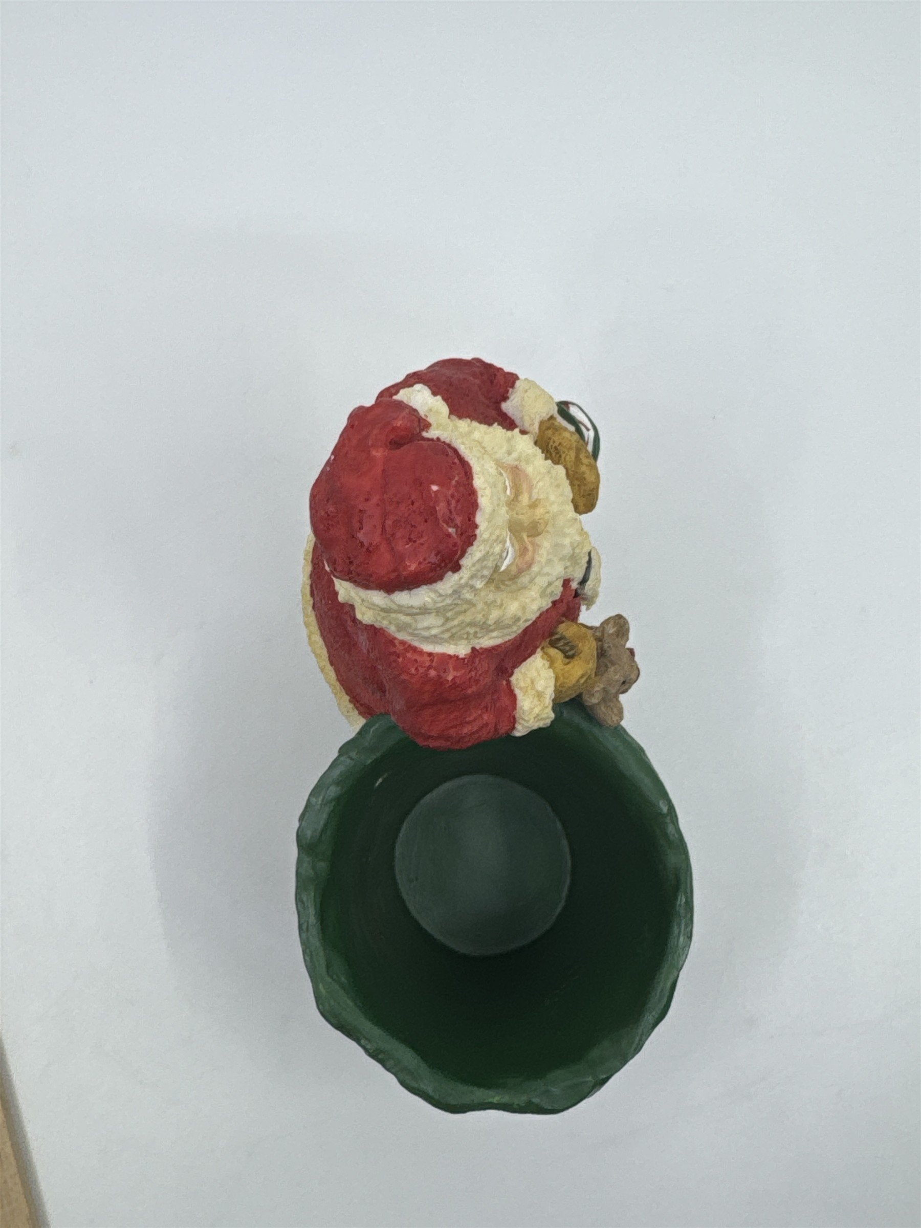 Vintage Bloom Rite Santa Clause Figure W/ Green Gift Sack Votive Christmas Decor