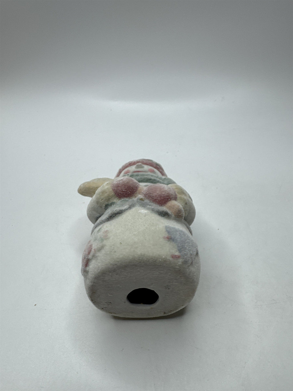 Vintage Flocked Ceramic Snowman Fuzzy Snowman /w Broomstick Christmas Figurine
