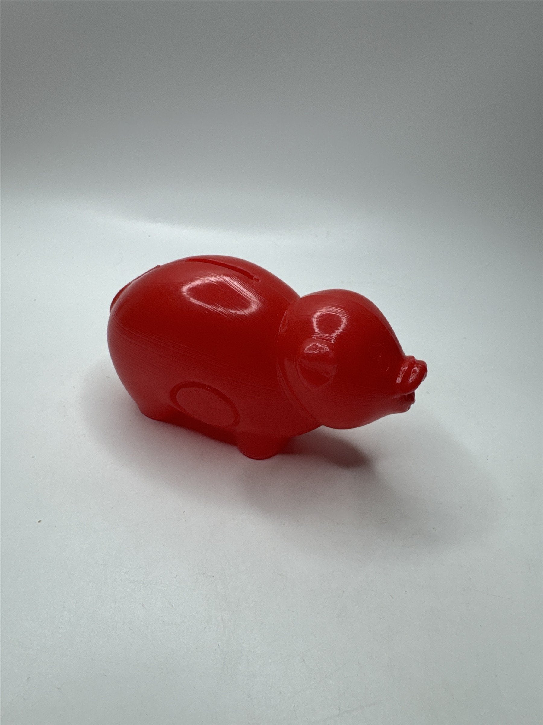 Vintage Red Blow Mold Plastic Piggy Bank Small