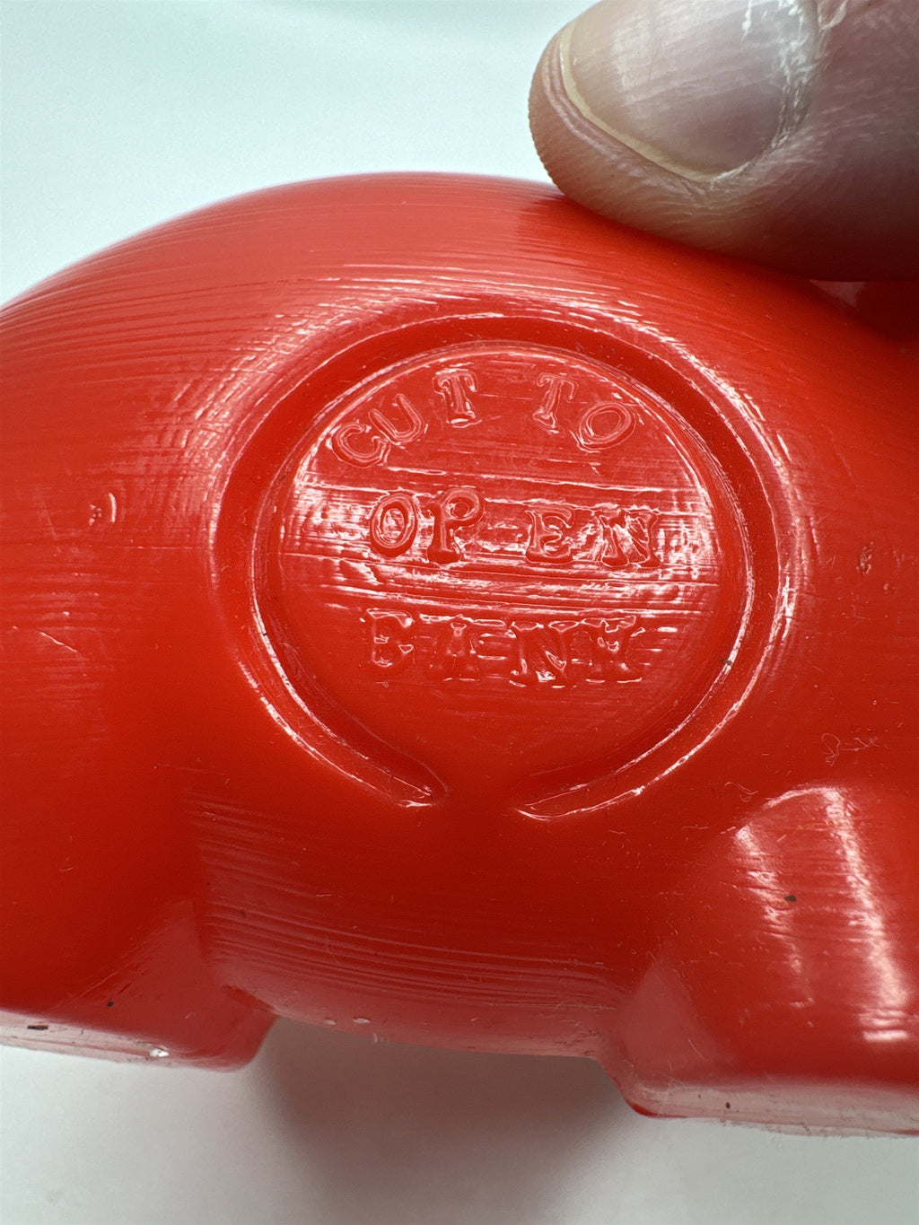 Vintage Red Blow Mold Plastic Piggy Bank Small