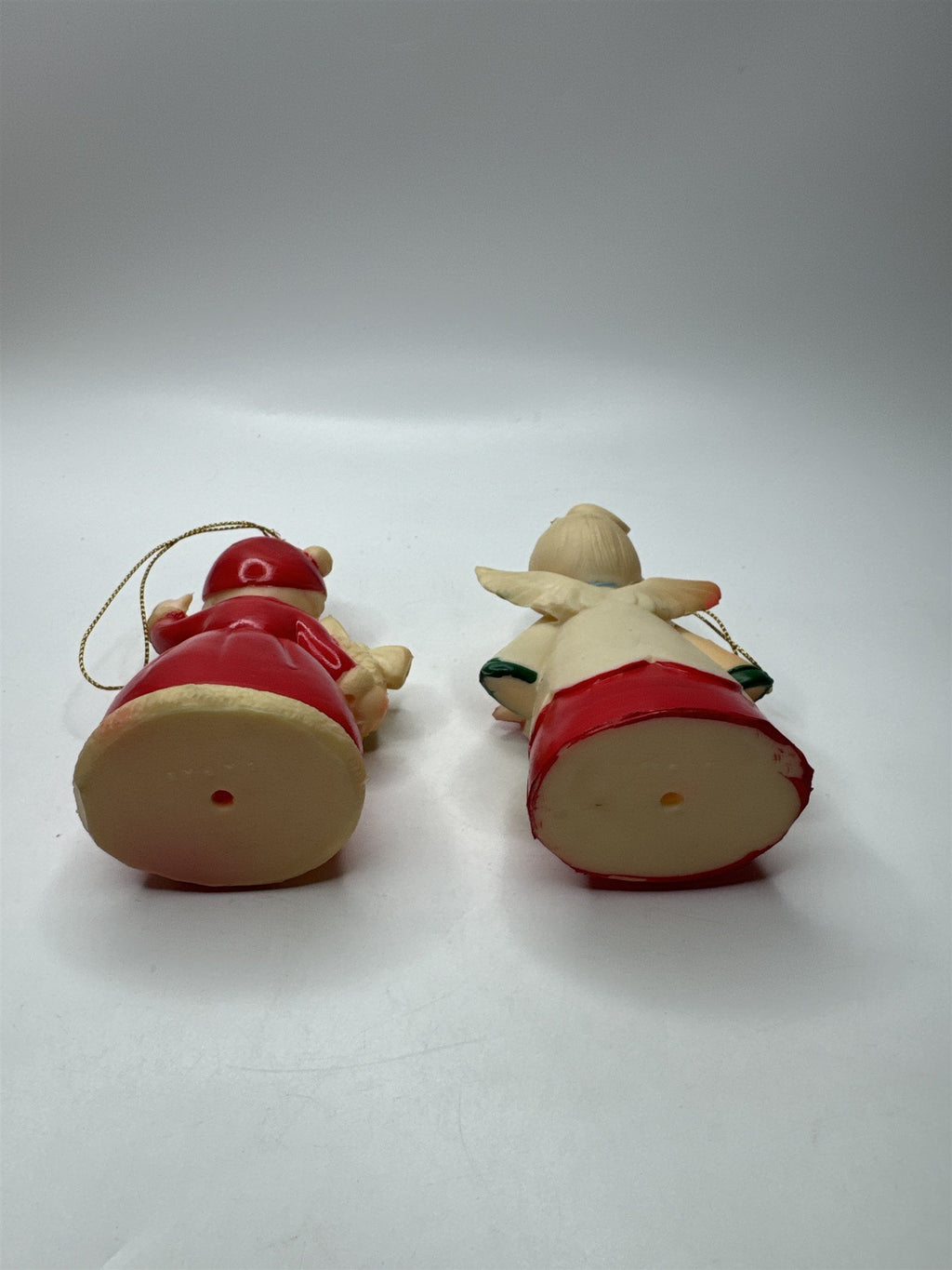 Set of 2 Vintage Japan Plastic Christmas Ornaments Angel Wreath Children