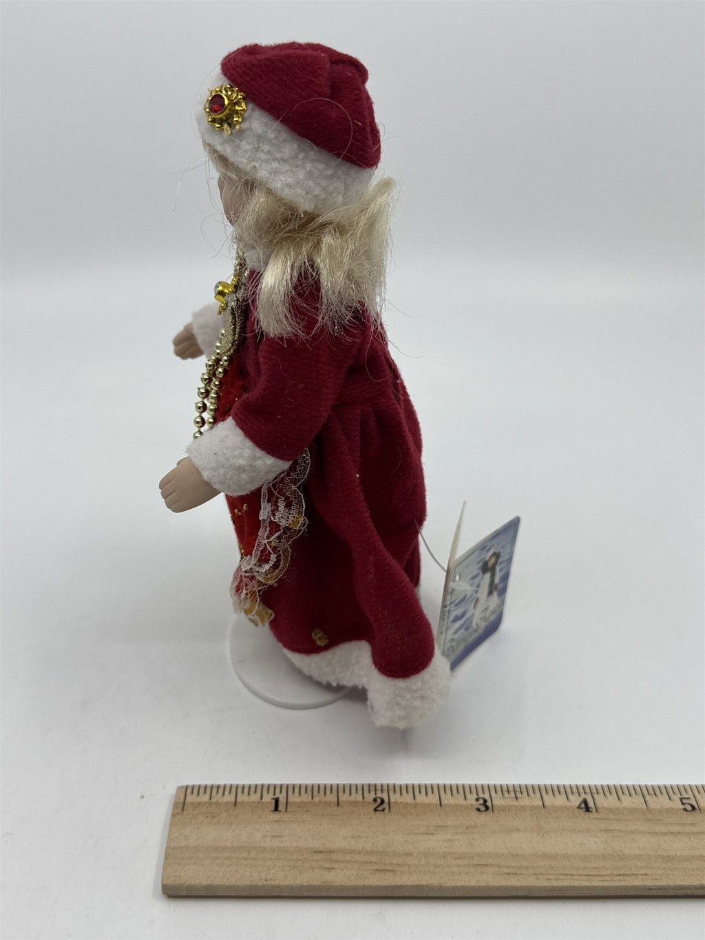 Vintage Belinda Agnes Christmas Collection Small Blonde Doll In Red Dress