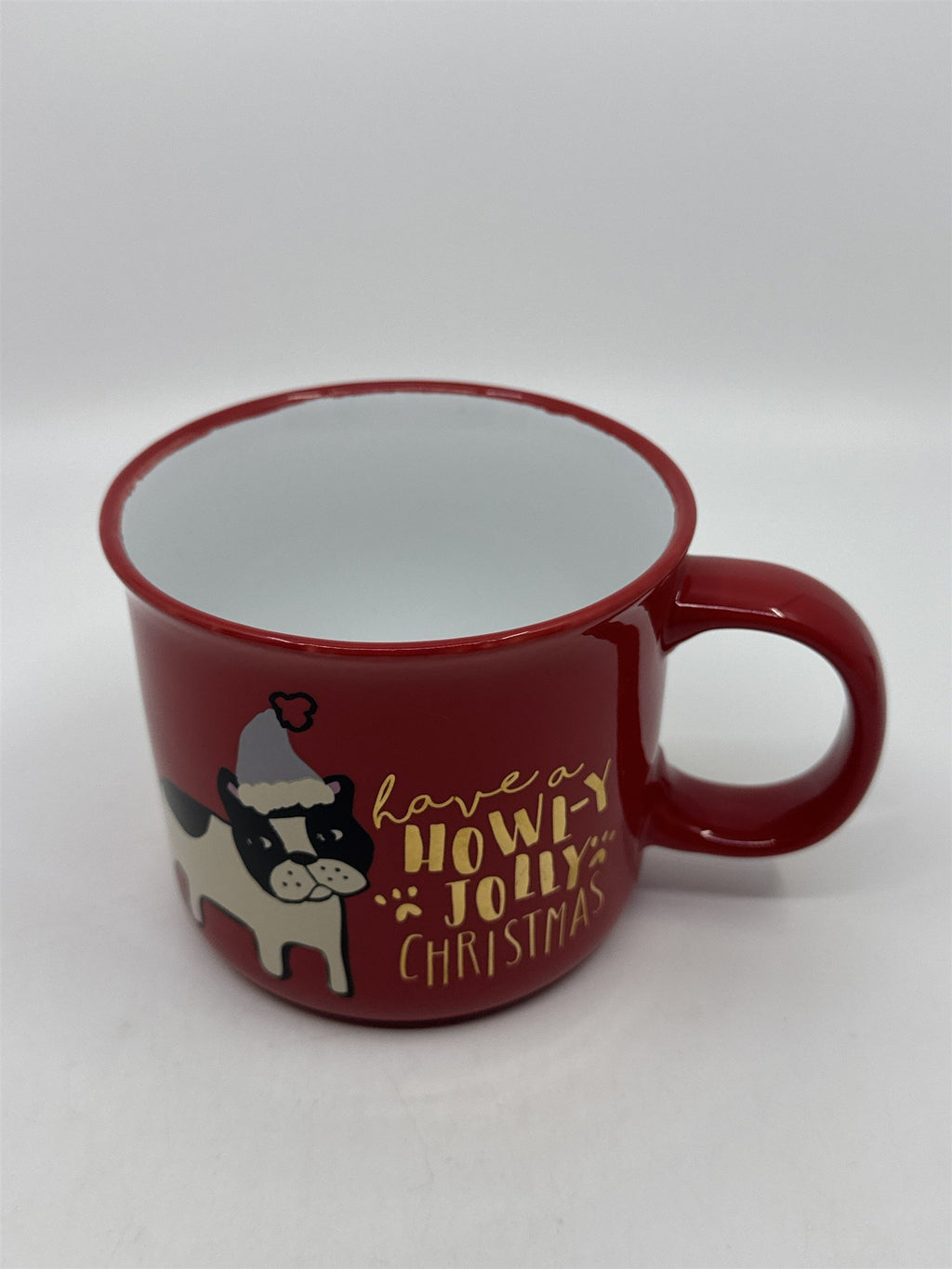 French Bull Dog Have A Howl-y Jolly Christmas Red Christmas Coffee Mug
