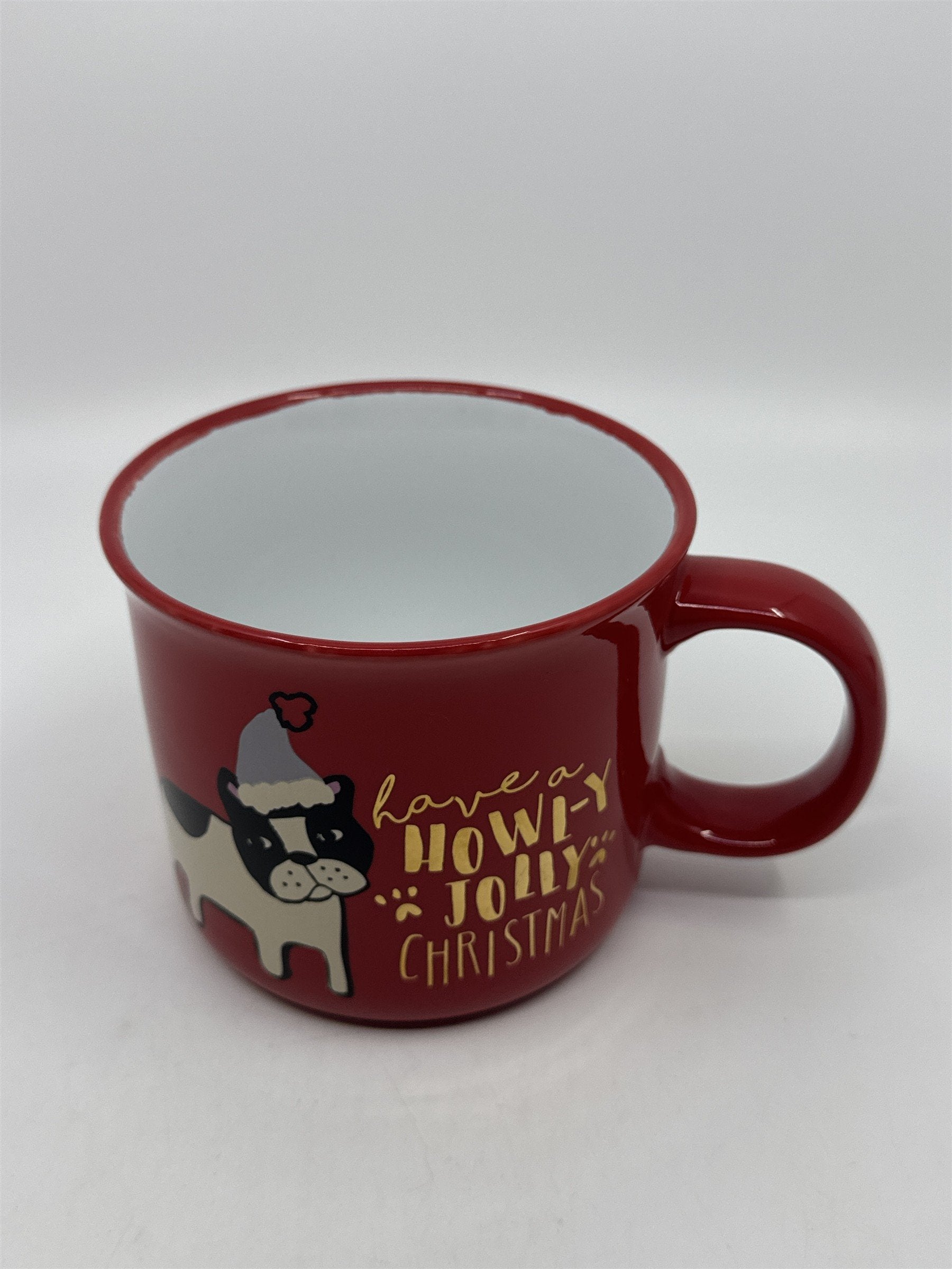 French Bull Dog Have A Howl-y Jolly Christmas Red Christmas Coffee Mug