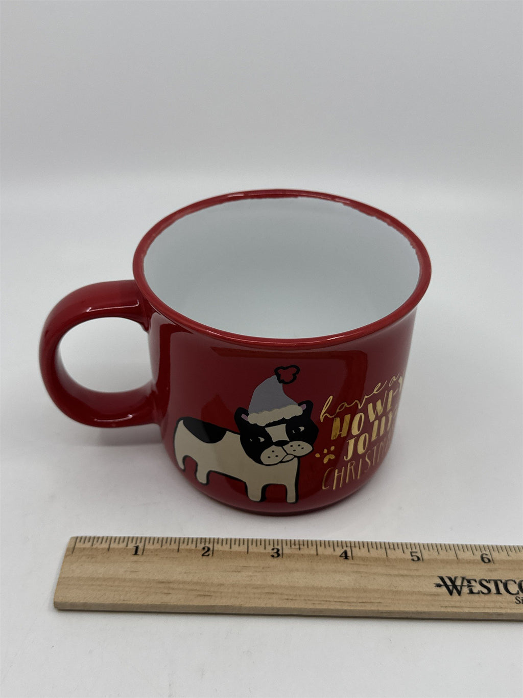 French Bull Dog Have A Howl-y Jolly Christmas Red Christmas Coffee Mug