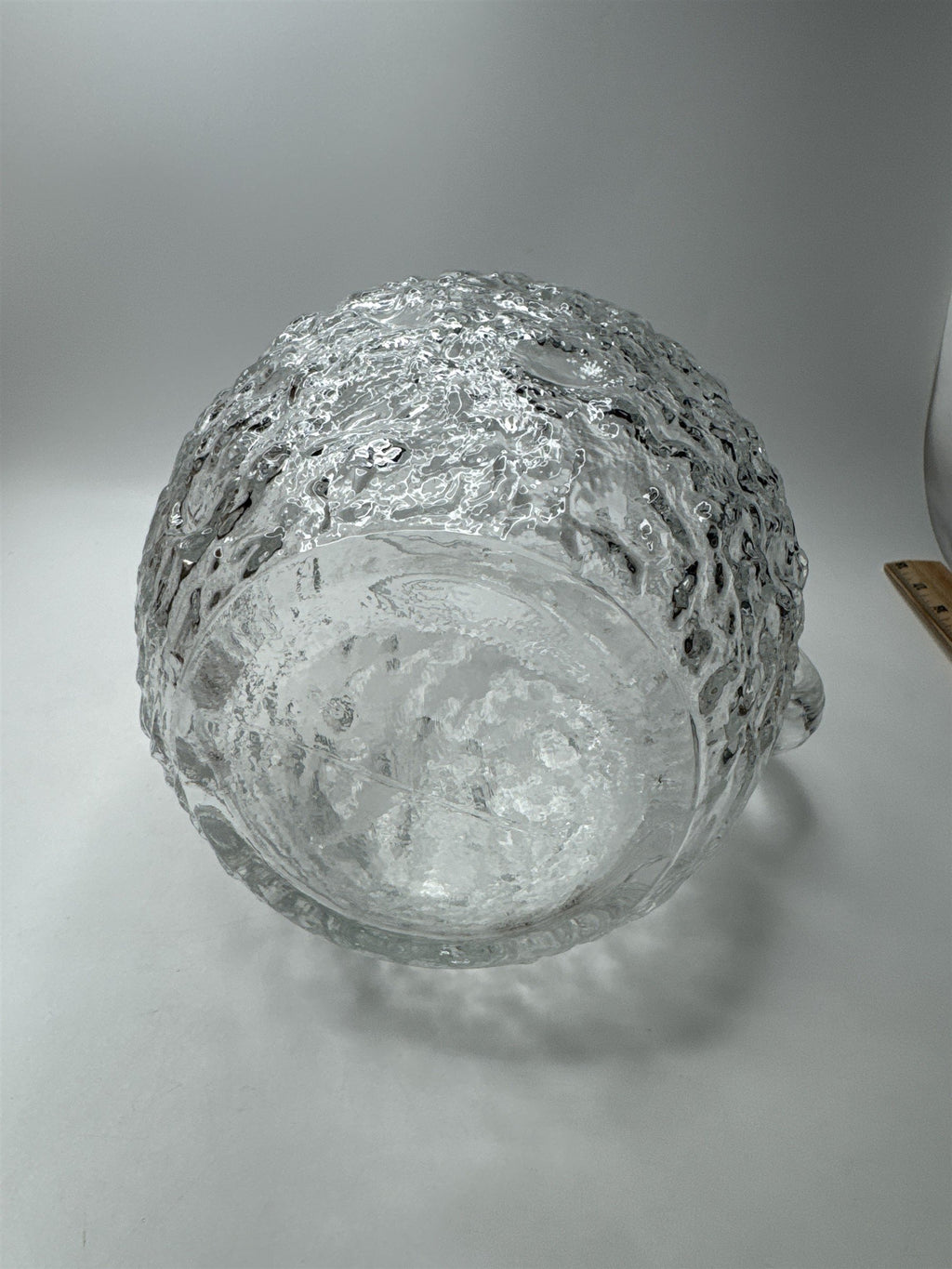 Vintage Anchor Hocking Lido Milano Clear Pitcher Round Crinkle Glass Heavy