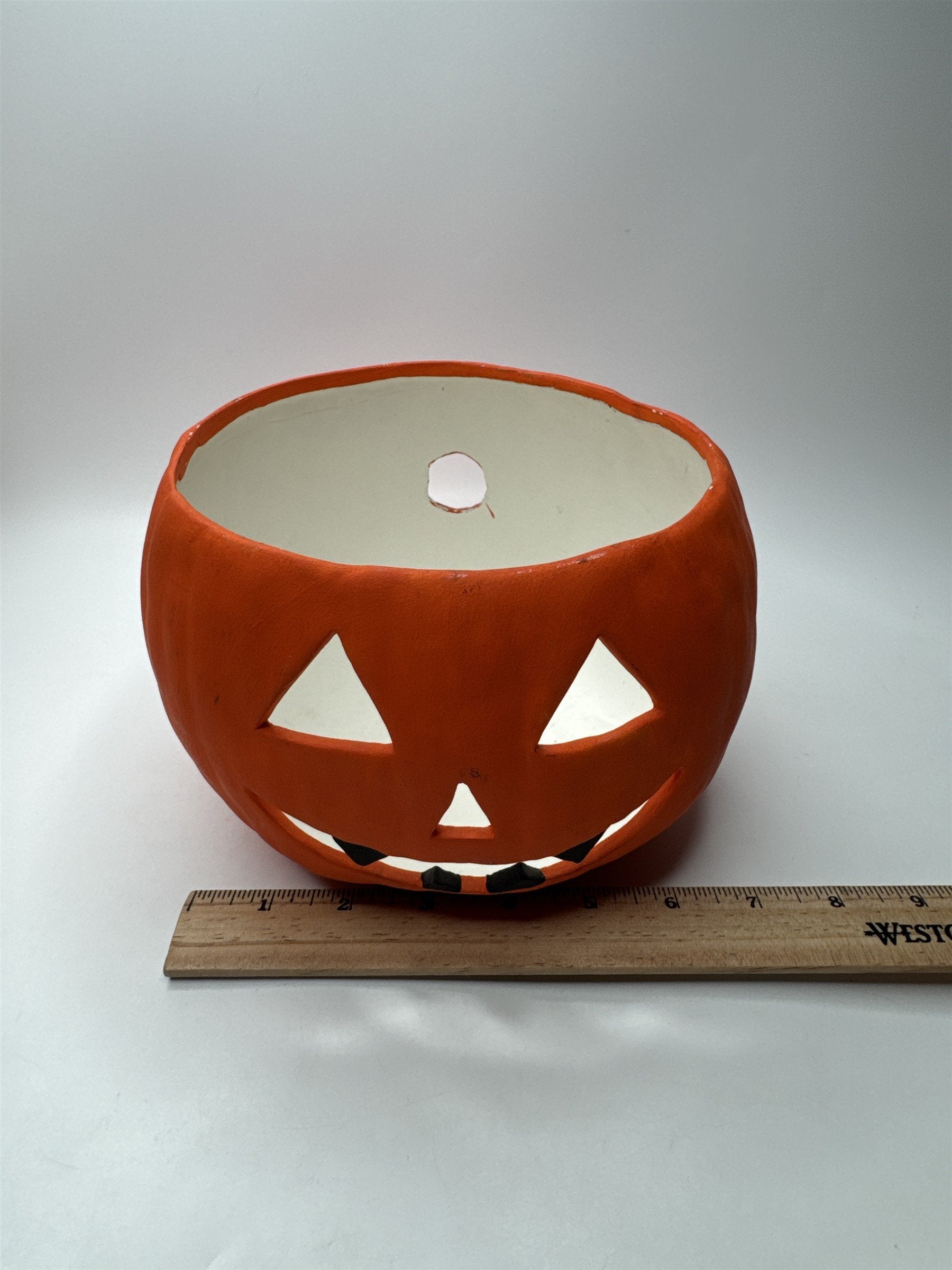 Vintage Ceramic Pumpkin Hand Made Jack O Lantern Light Bowl (Light Not Included)