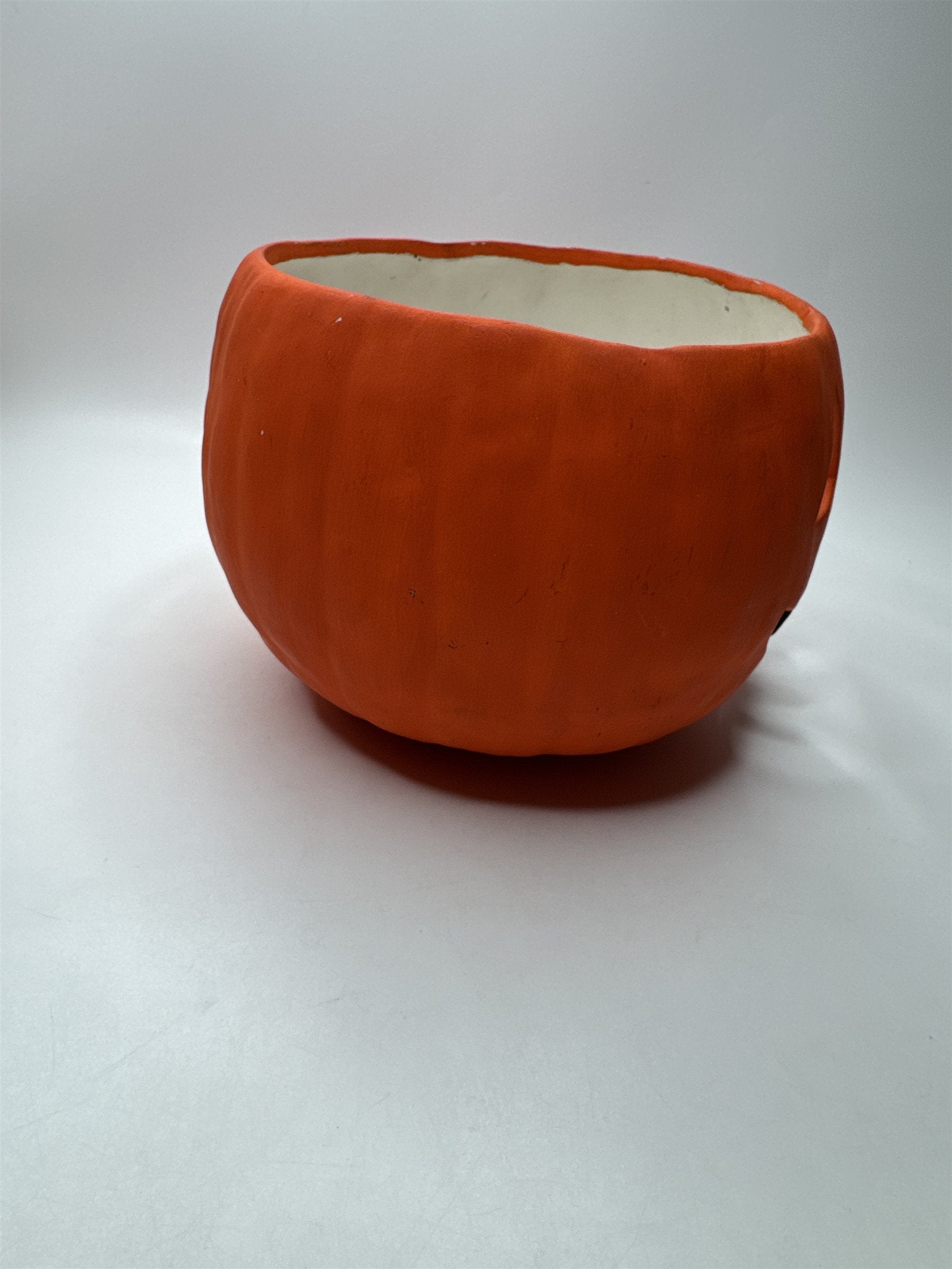 Vintage Ceramic Pumpkin Hand Made Jack O Lantern Light Bowl (Light Not Included)