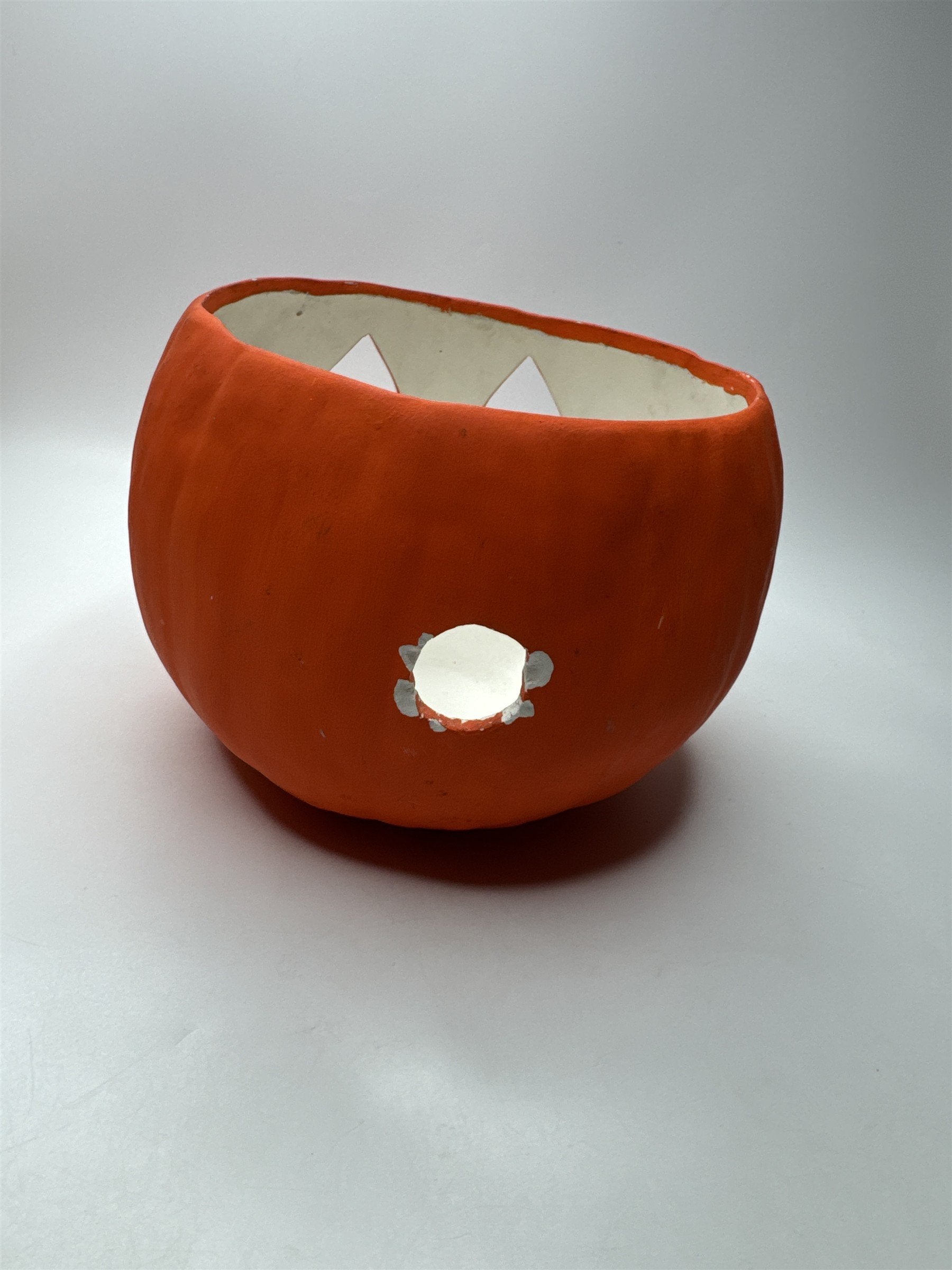 Vintage Ceramic Pumpkin Hand Made Jack O Lantern Light Bowl (Light Not Included)