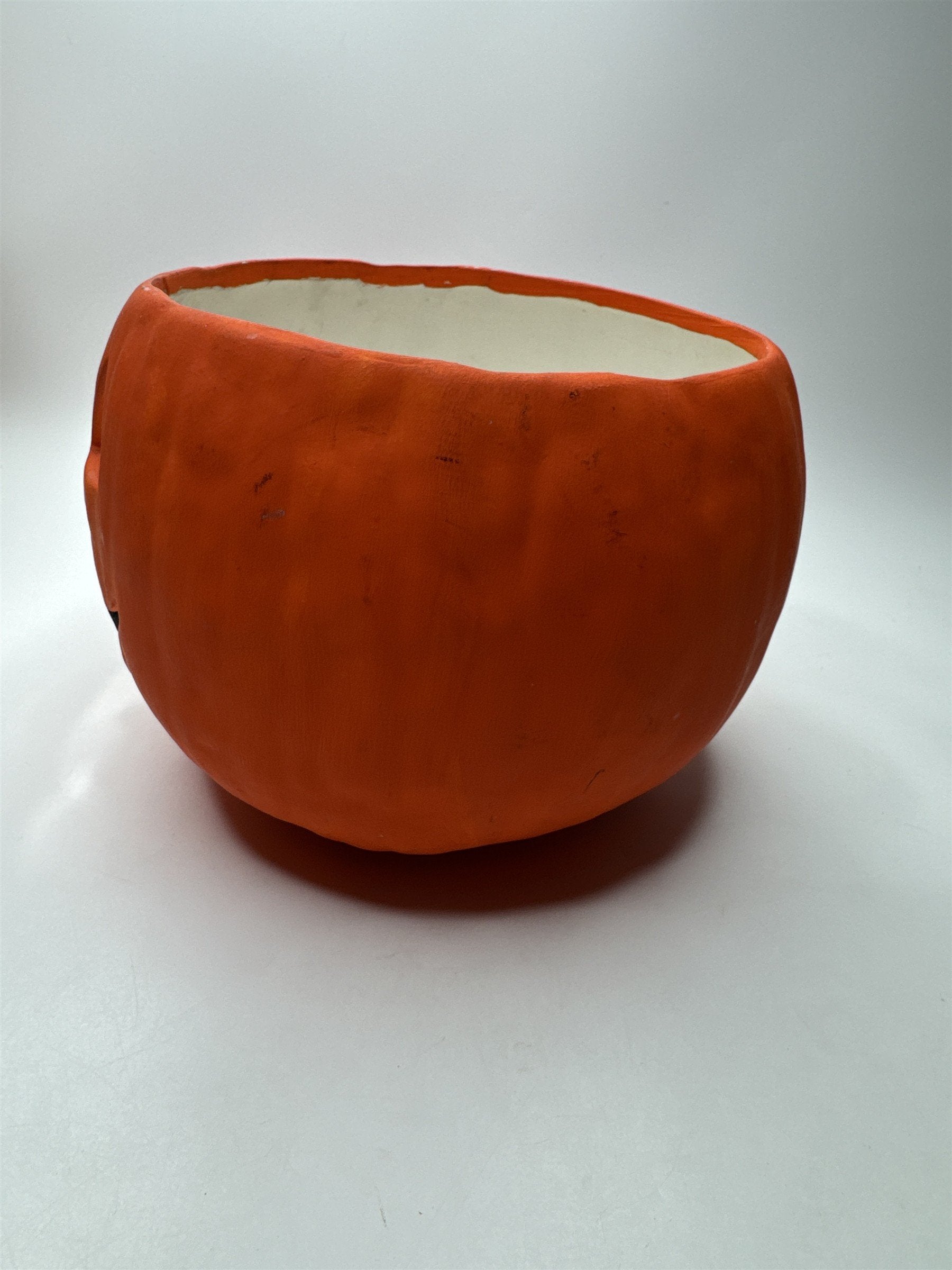 Vintage Ceramic Pumpkin Hand Made Jack O Lantern Light Bowl (Light Not Included)