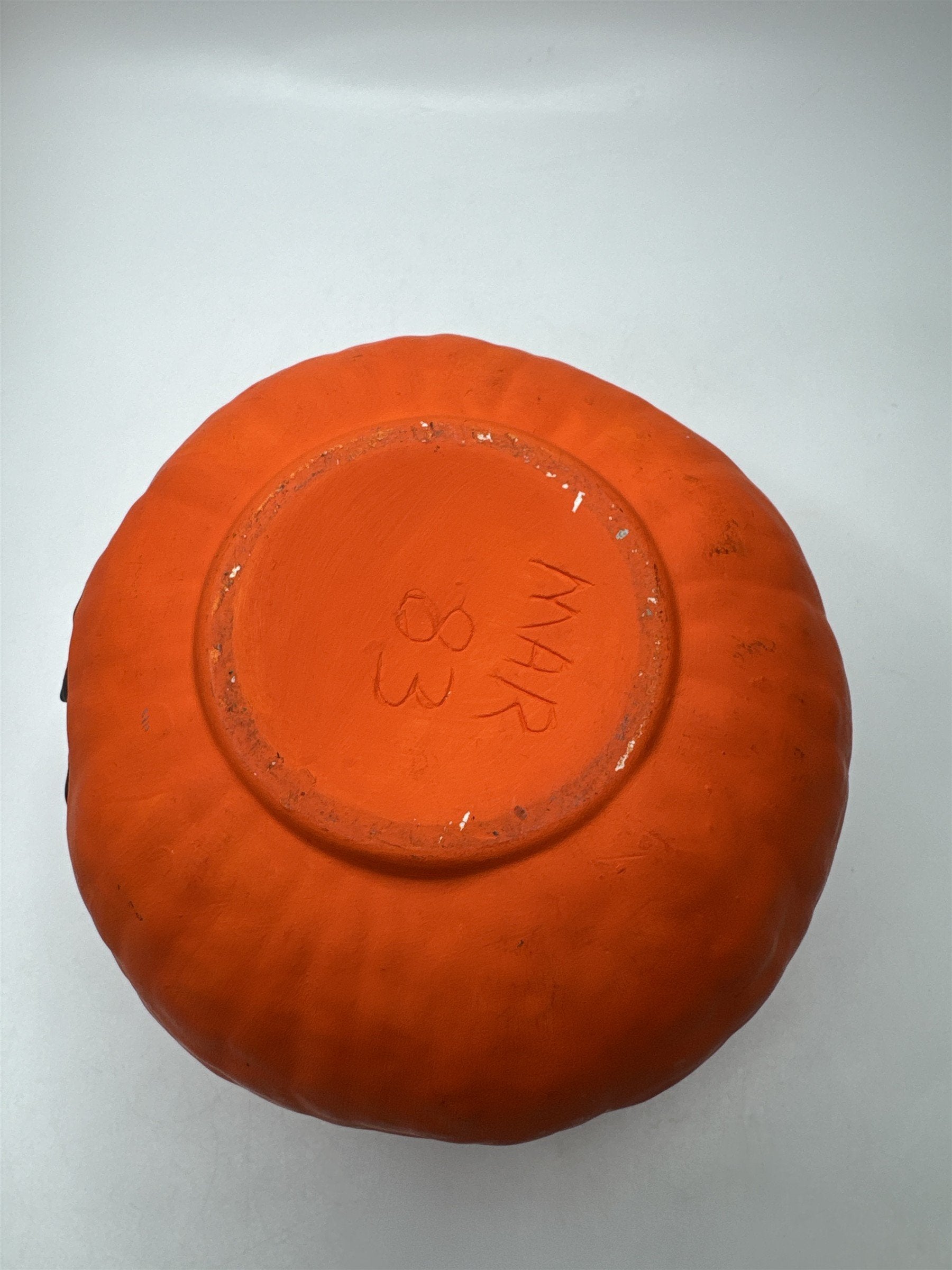 Vintage Ceramic Pumpkin Hand Made Jack O Lantern Light Bowl (Light Not Included)