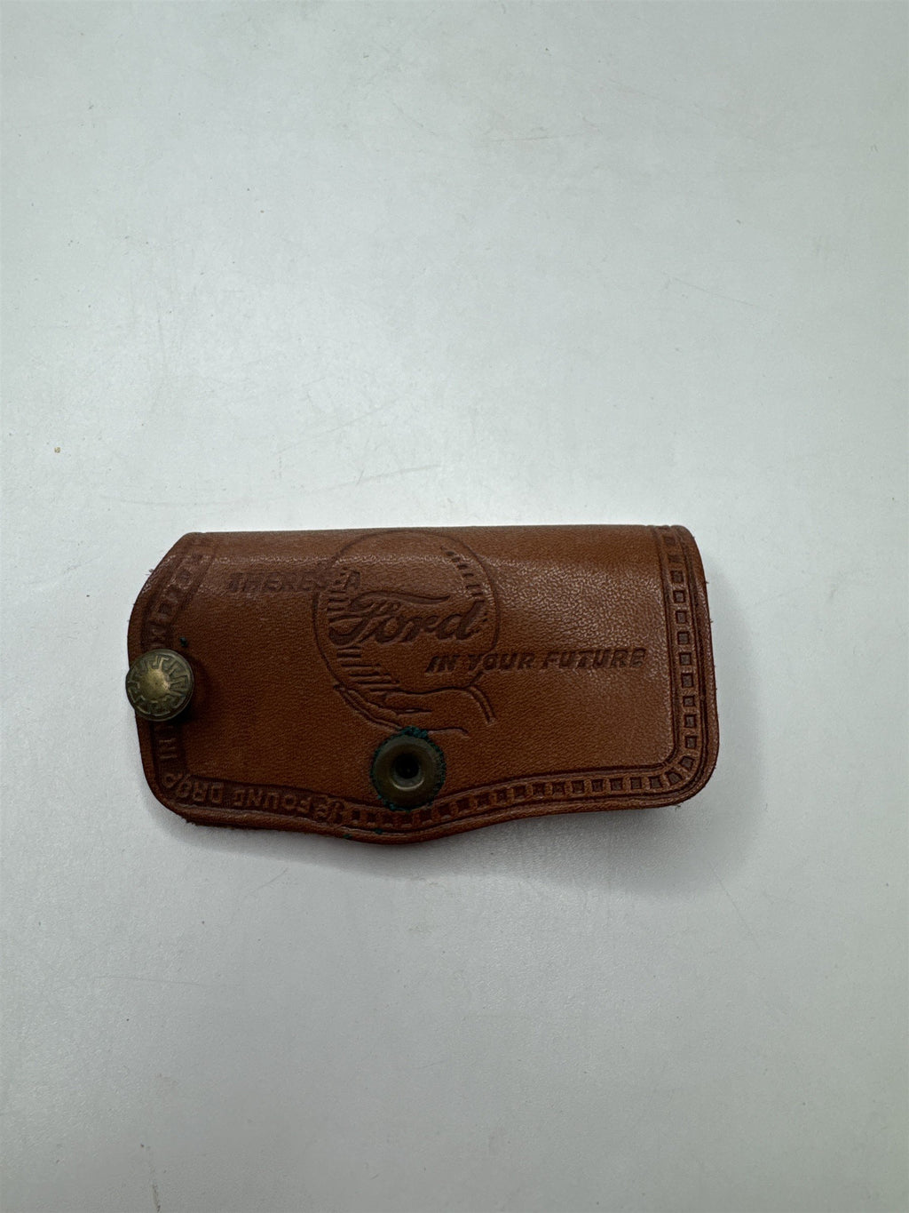 Vintage Leather Car Key Cover Theresa Ford Your Future O'Karma Motors Nanticoke