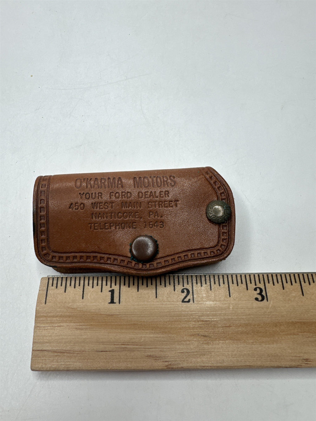 Vintage Leather Car Key Cover Theresa Ford Your Future O'Karma Motors Nanticoke