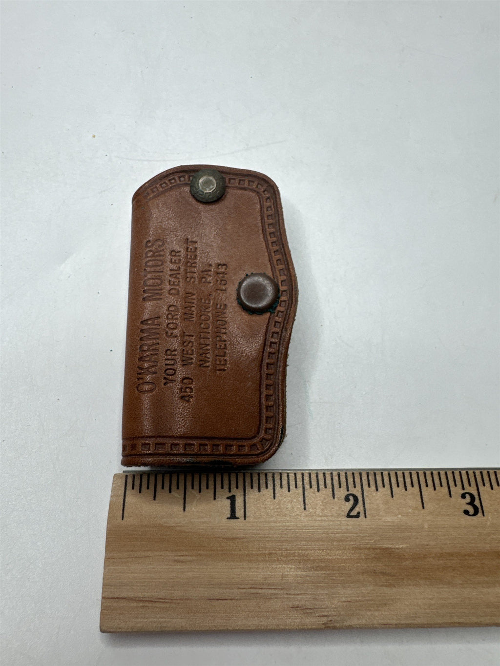 Vintage Leather Car Key Cover Theresa Ford Your Future O'Karma Motors Nanticoke