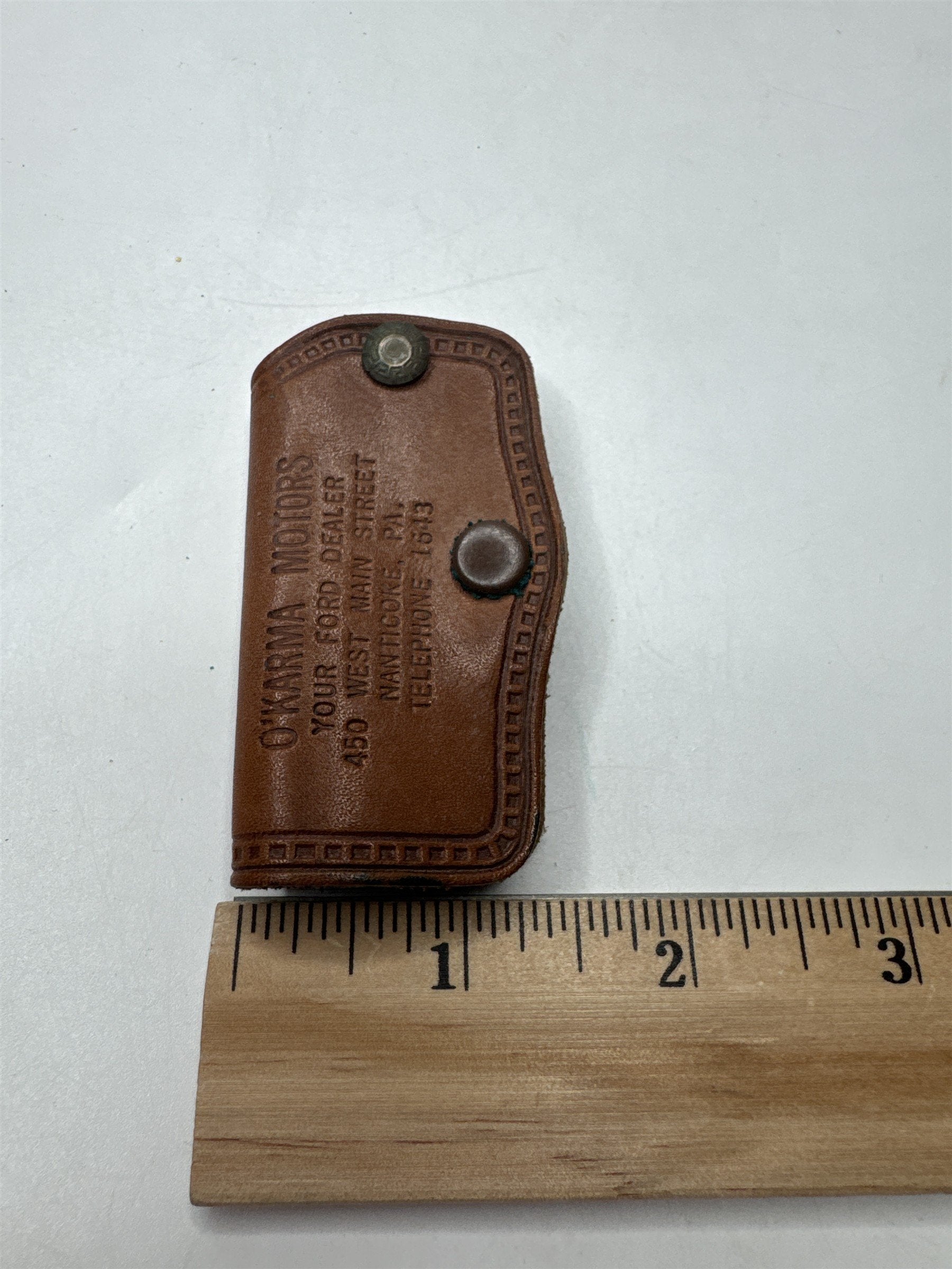 Vintage Leather Car Key Cover Theresa Ford Your Future O'Karma Motors Nanticoke