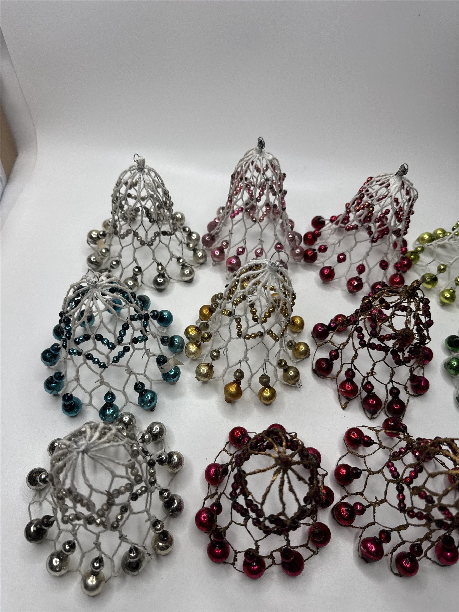 Lot 12 Vintage Wire Bells Christmas Ornaments Multi-Color Retro Home Decor