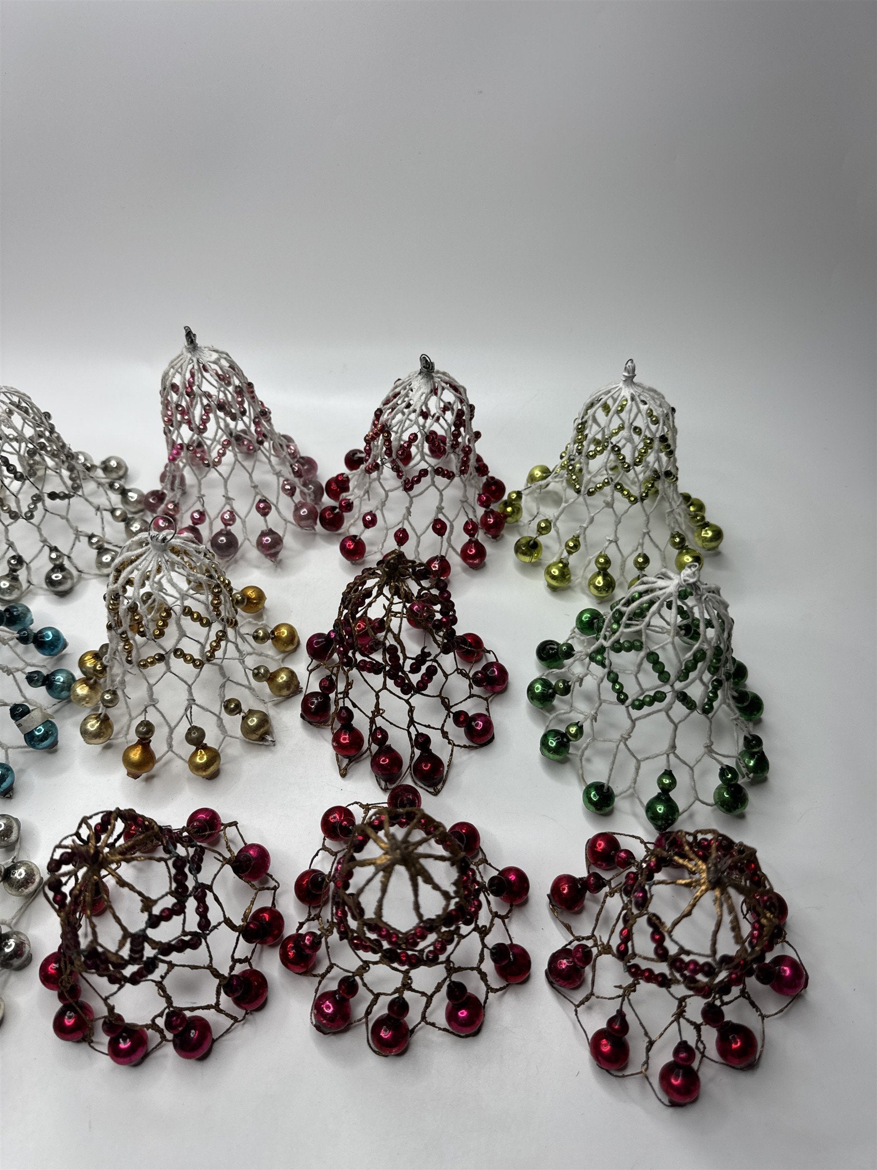 Lot 12 Vintage Wire Bells Christmas Ornaments Multi-Color Retro Home Decor