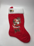 Vintage Santa's Best Christmas Stocking Santa Teddy Bear Felt Retro Nostalgic