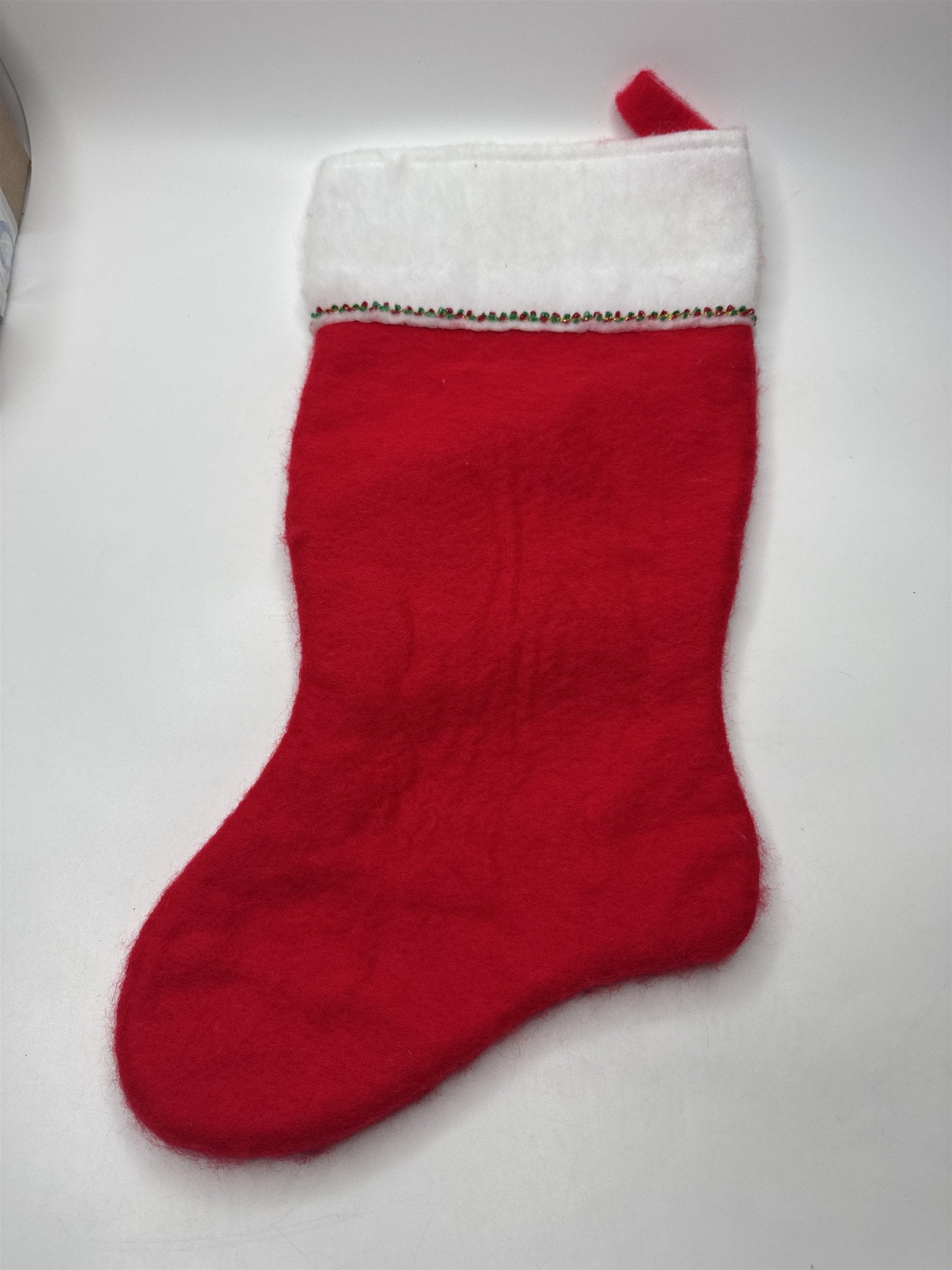 Vintage Santa's Best Christmas Stocking Santa Teddy Bear Felt Retro Nostalgic