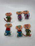 Lot of 6 Vintage MCM Pixie Elf Mouse Figure Ornament Japan 1950s