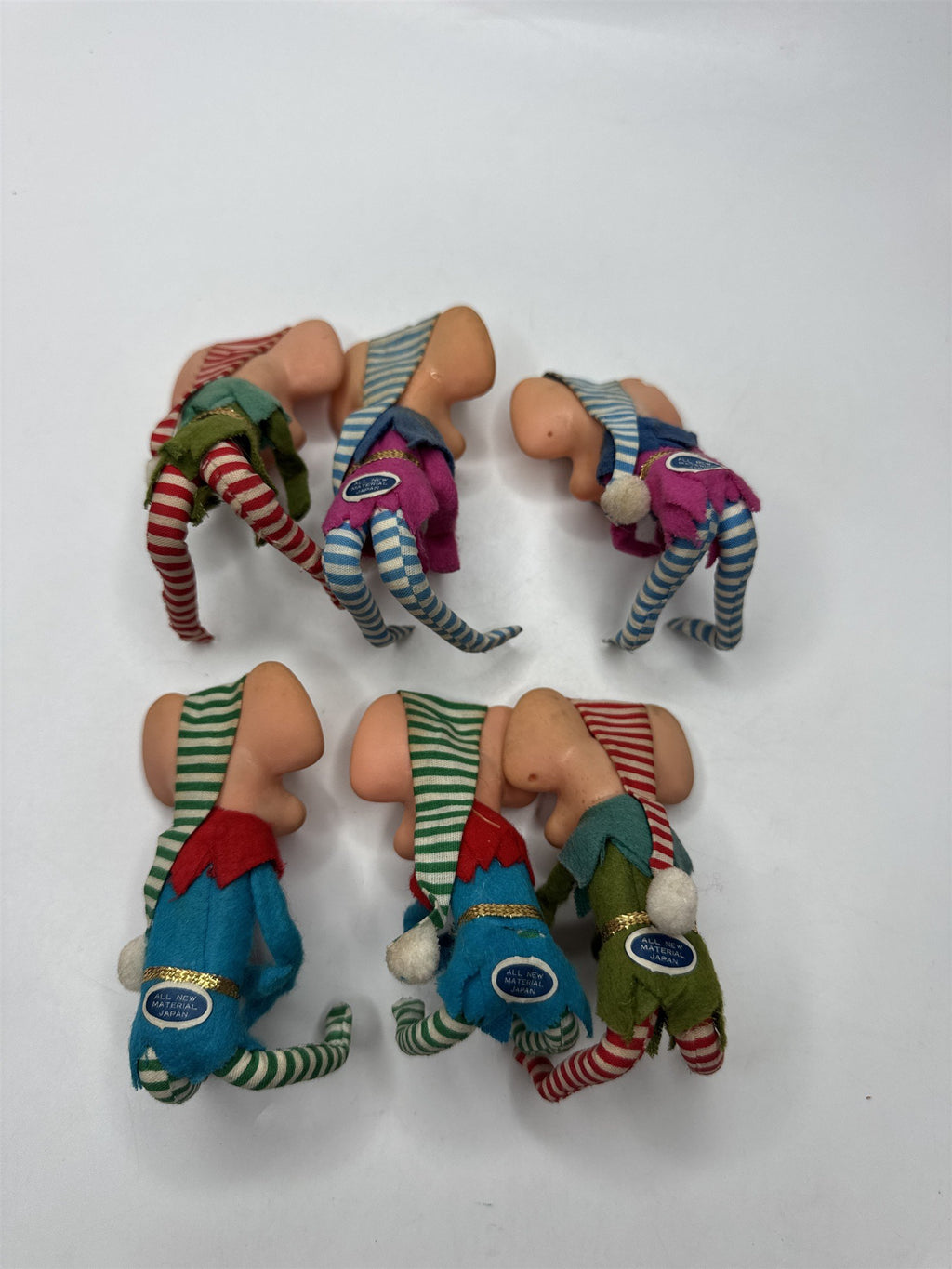 Lot of 6 Vintage MCM Pixie Elf Mouse Figure Ornament Japan 1950s