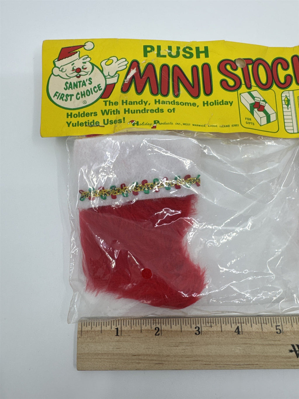 Set Of Two Vintage Mini Plush Christmas Stockings Santa's First Choice