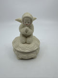 Snowbabies Praying Angel /w Wings Easter Floral Ornate Jewelry Trinket Dish