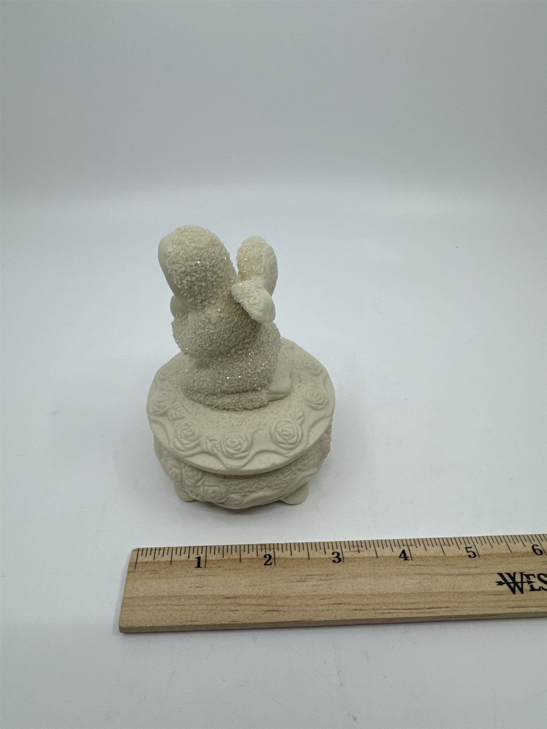 Snowbabies Praying Angel /w Wings Easter Floral Ornate Jewelry Trinket Dish