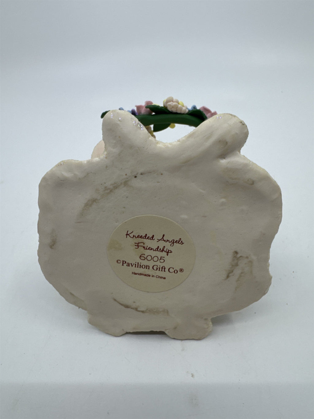 Kneeded Angels Friendship Angel Decorative Figurine W/ Flowers # 6005