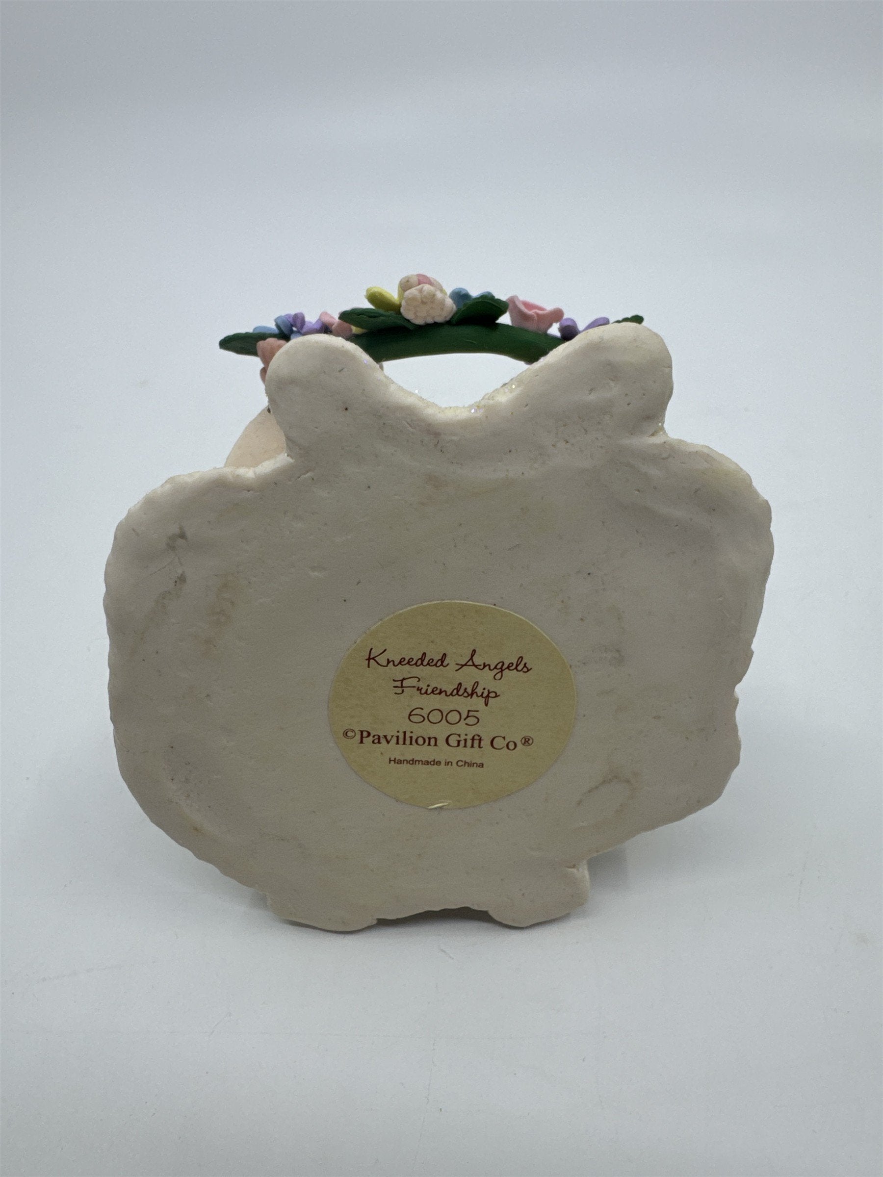 Kneeded Angels Friendship Angel Decorative Figurine W/ Flowers # 6005