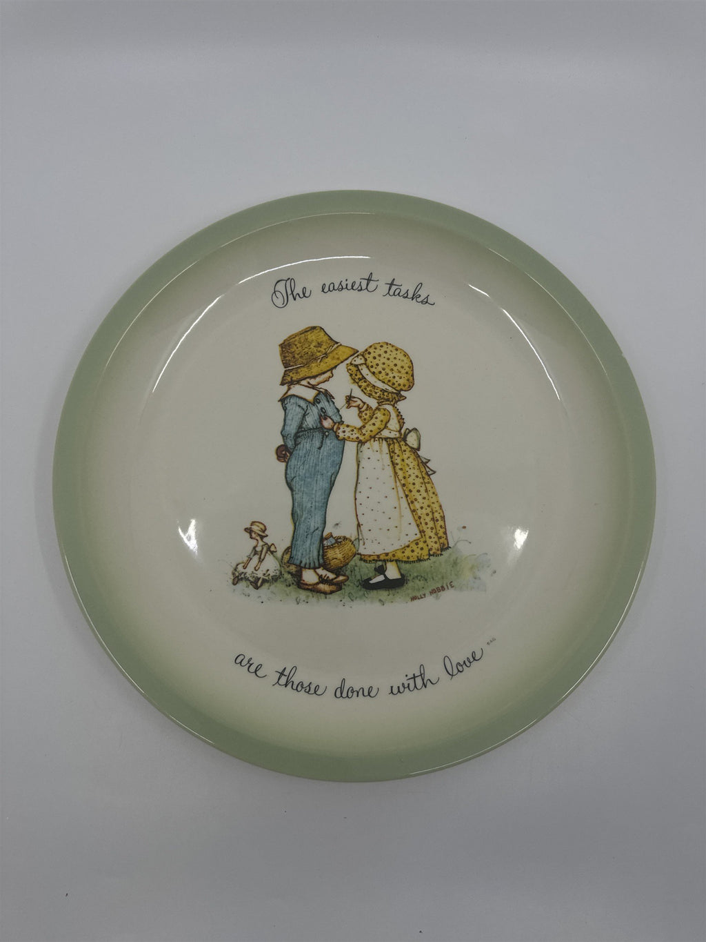 Vintage Holly Hobbie Plate "The easiest tasks are those done with love"