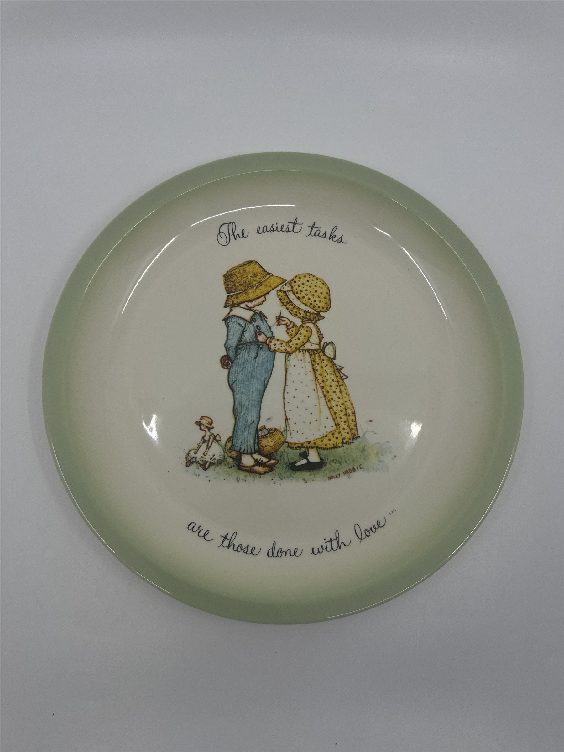 Vintage Holly Hobbie Plate "The easiest tasks are those done with love"