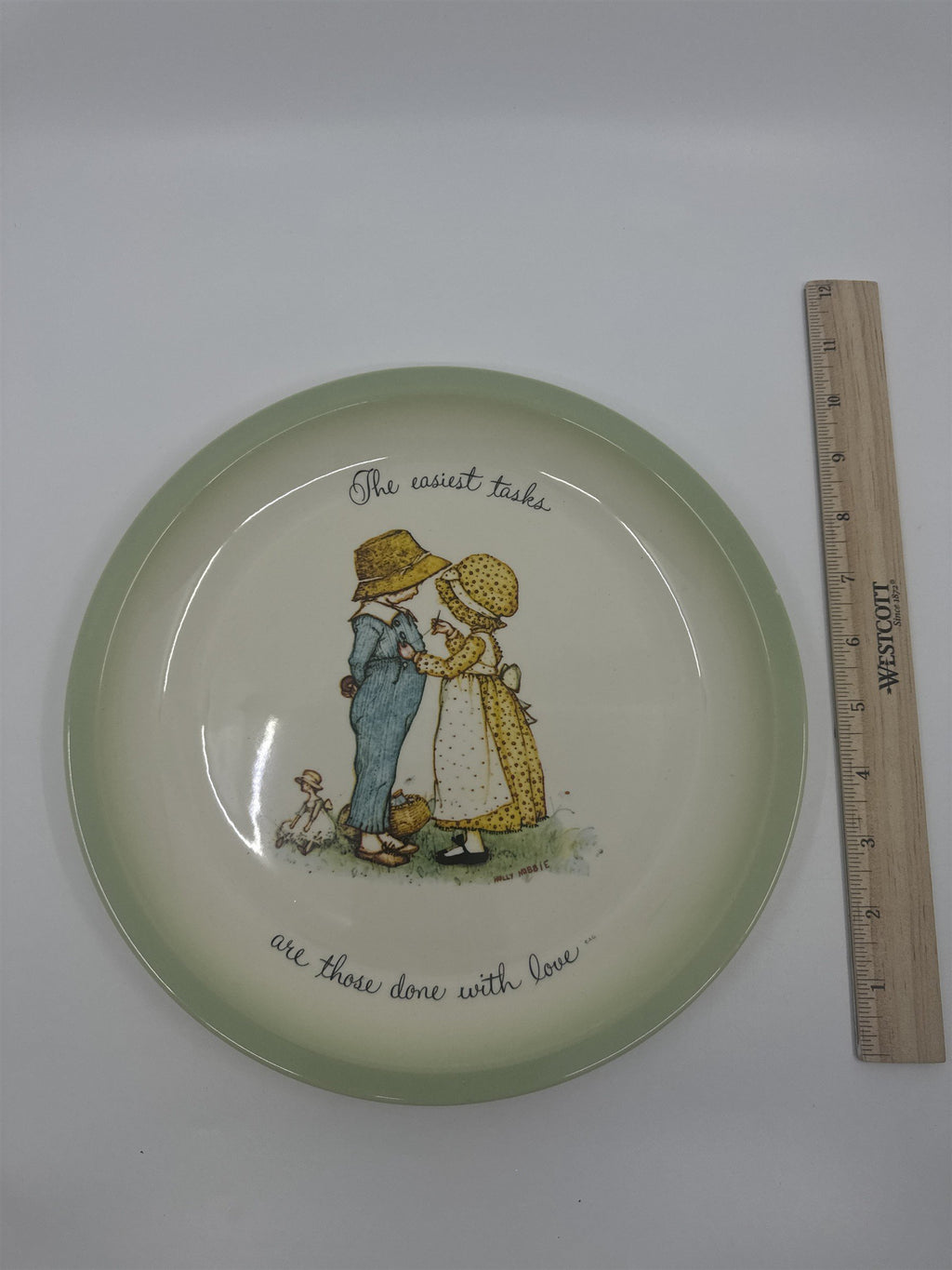 Vintage Holly Hobbie Plate "The easiest tasks are those done with love"