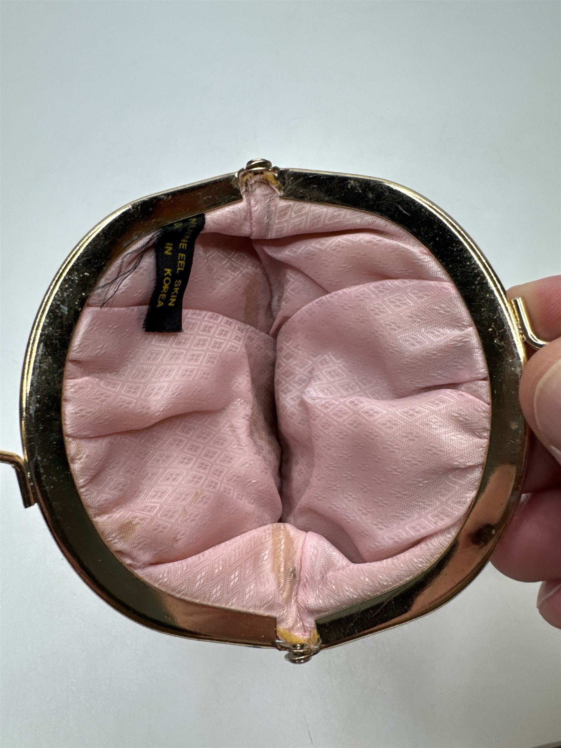 Vintage Pink Eel Skin Coin Purse/Wallet Made in Korea Womens Accessory