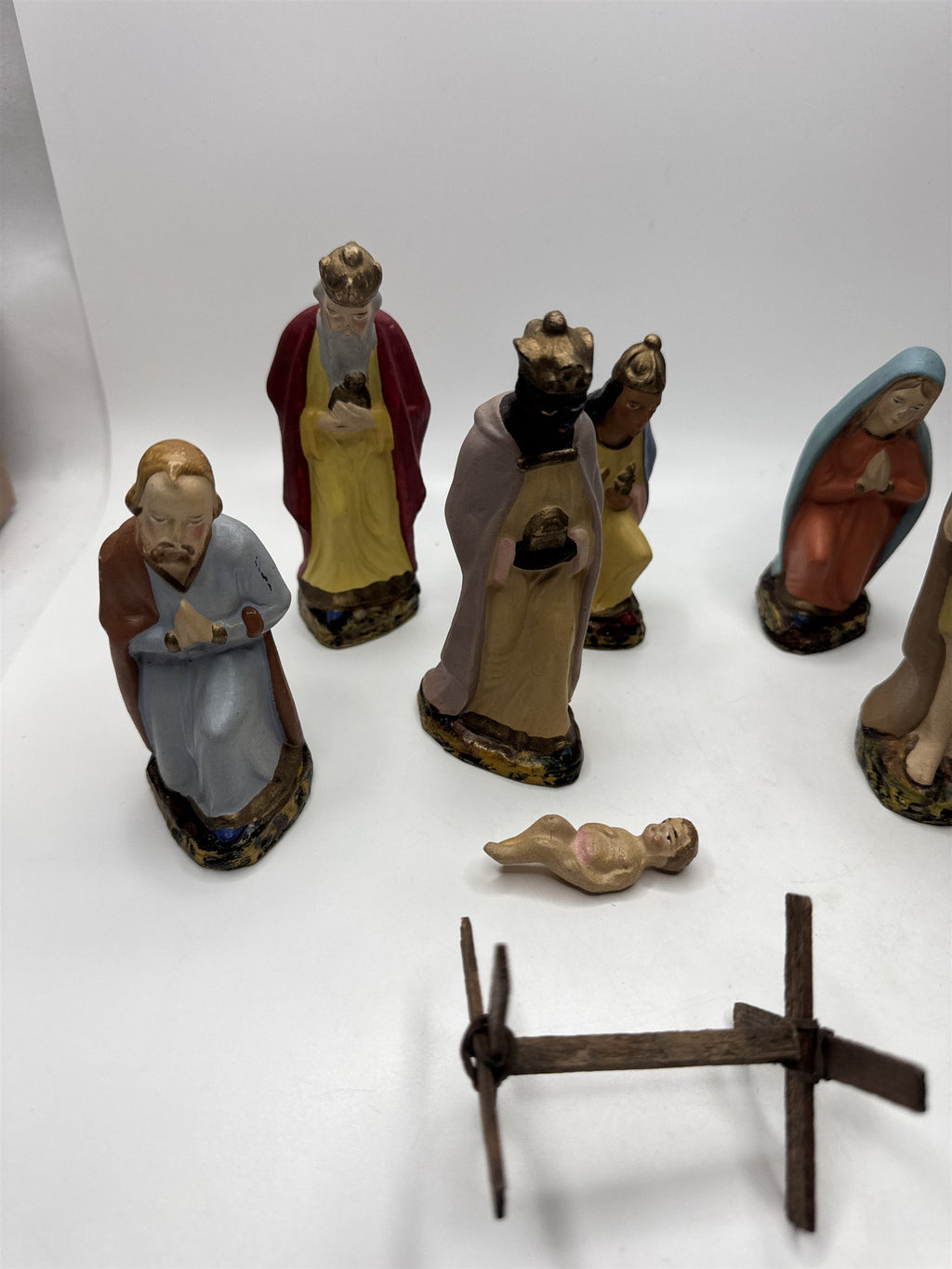 Vintage Germany Nativity Set Figurines Peoples Kings and Animals Baby Jesus
